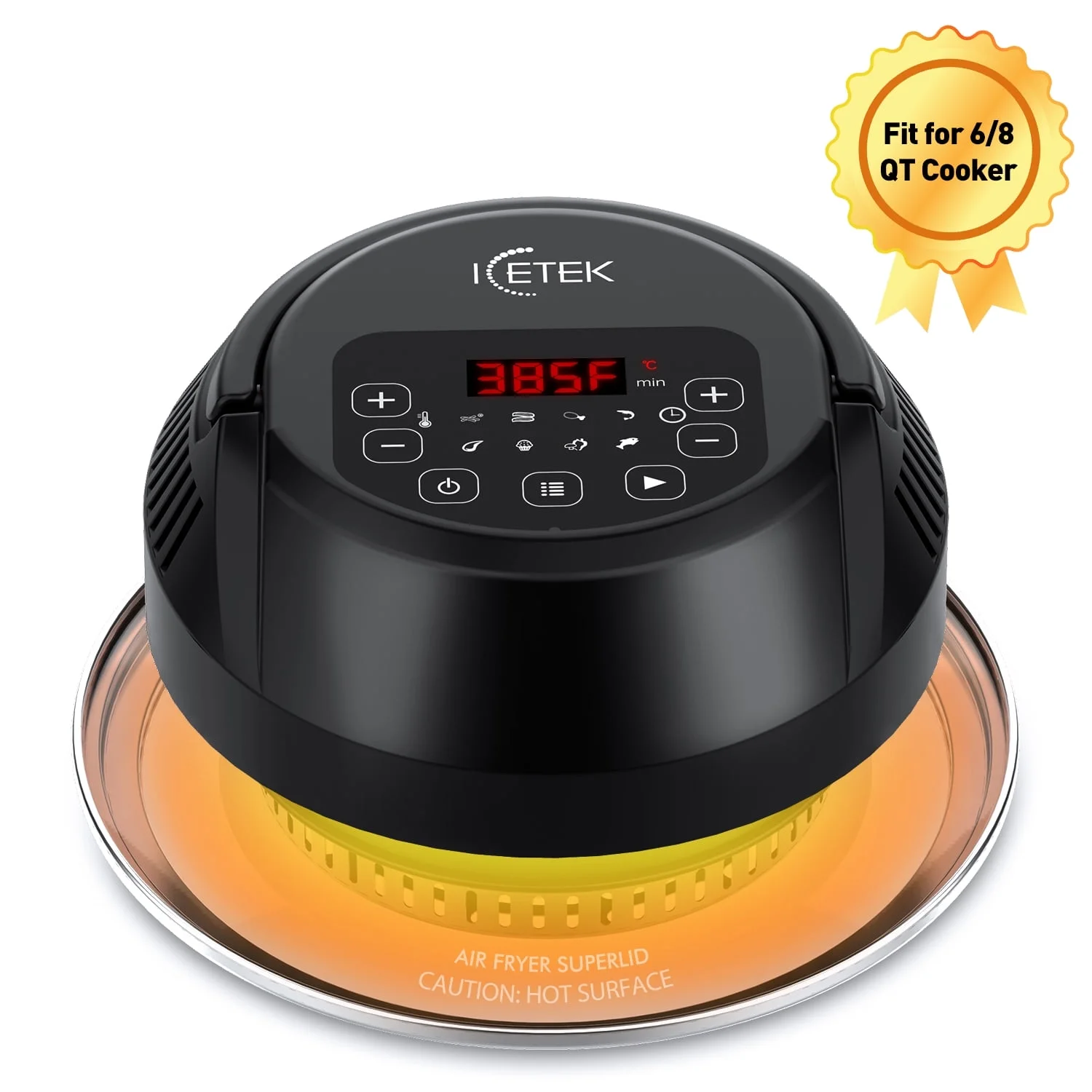 ICETEK 8 in 1 1000W Air Fryer Lid for 6&8 Qt Instant Pressure Cooker ,Turn Pressure Cooker into Air Fryer/Dehydrator/Broil