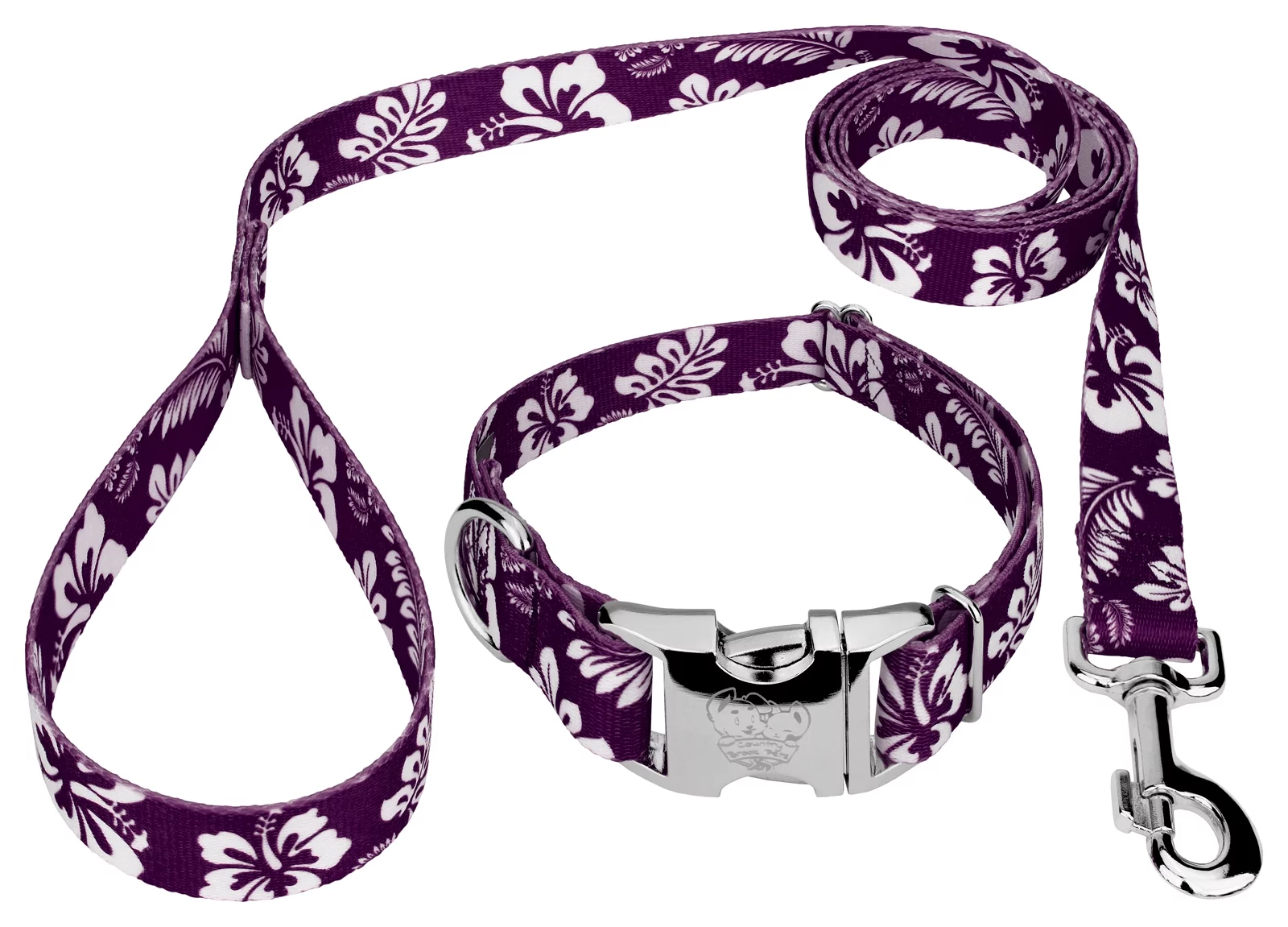 Country Brook Design&reg;  Purple Hawaiian Premium Dog Collar & Leash