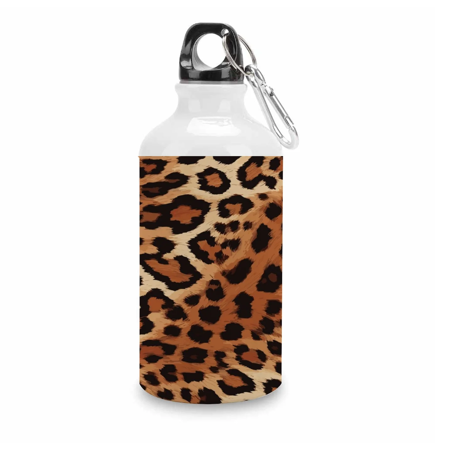 SKYSONIC 400ml Sport Aluminum Water Bottle,Leopard Skin,Sport Multipack Leak Proof Easy Carry Travel Bottle with Twist Cap for Gym Hiking Camping Running Bike Outdoor