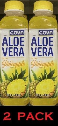 2x Aloe Vera PINEAPPLE Flavored Drink 16.9 oz Bottle - 2 PACK