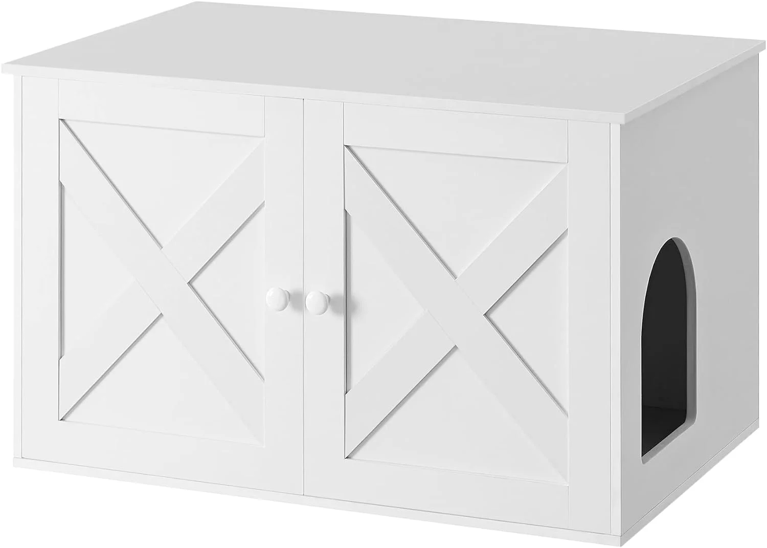 Cat Litter Box Enclosure, Litter Box Furniture Hidden with Removable Divider, Indoor Cat House, End Table, 31.5 x 20.9 x 19.7 Inches, White UPCL002W01