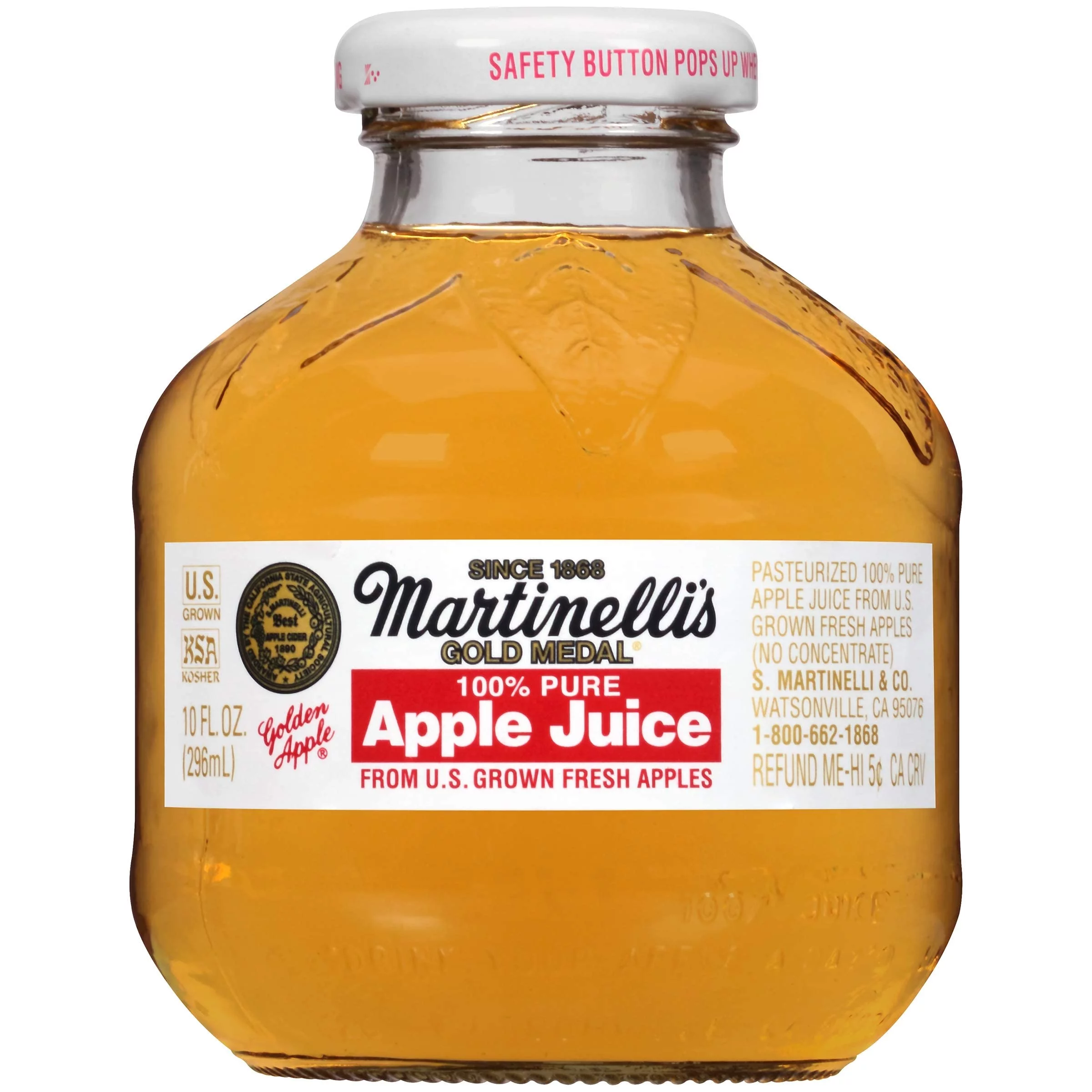 Martinelli,S Gold Medal, 100% Apple Juice, 10Oz Glass Bottle (Pack Of 6, Total Of 60 Oz)