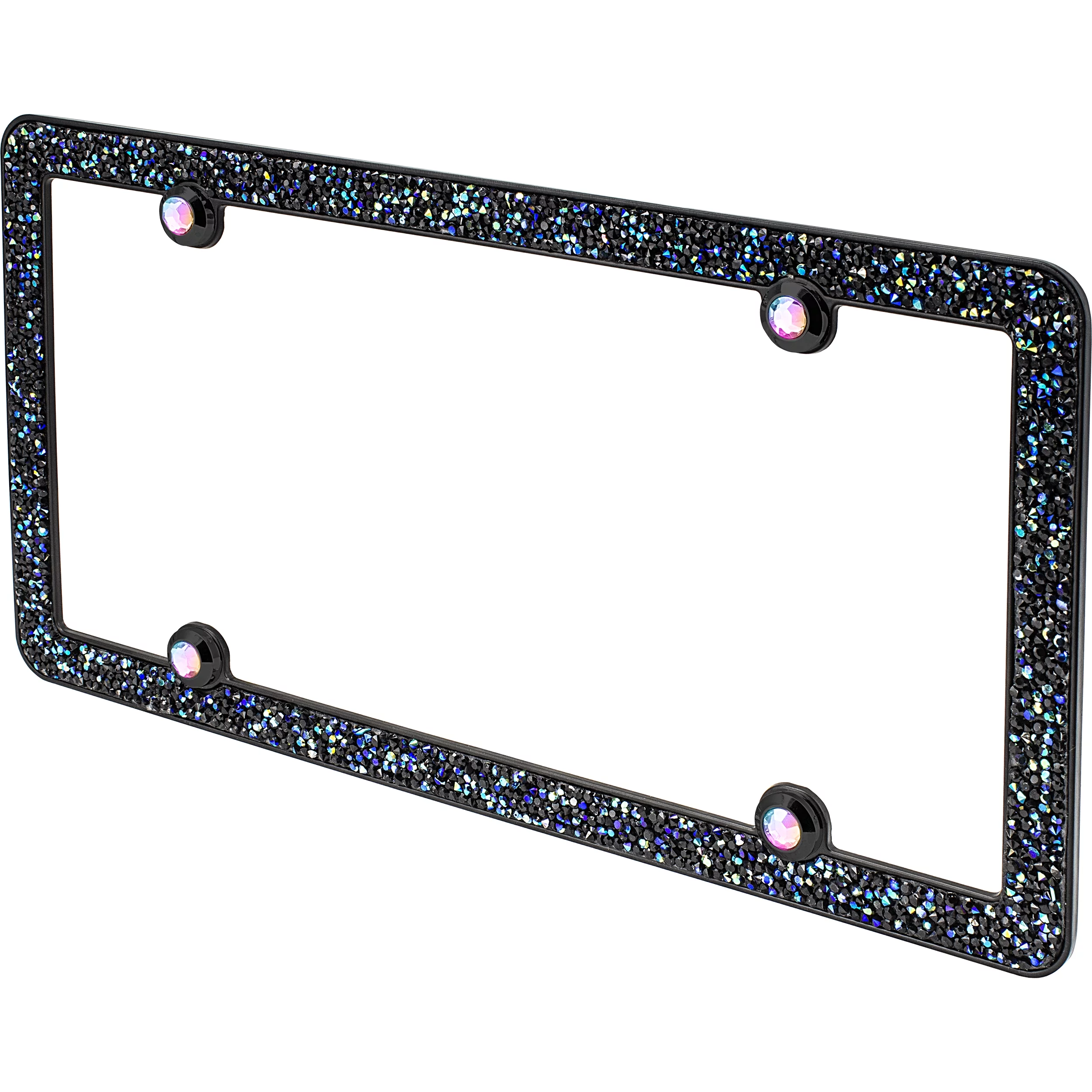Auto Drive Black Iridescent Crushed Bling Metal License Plate Frame, 90205W