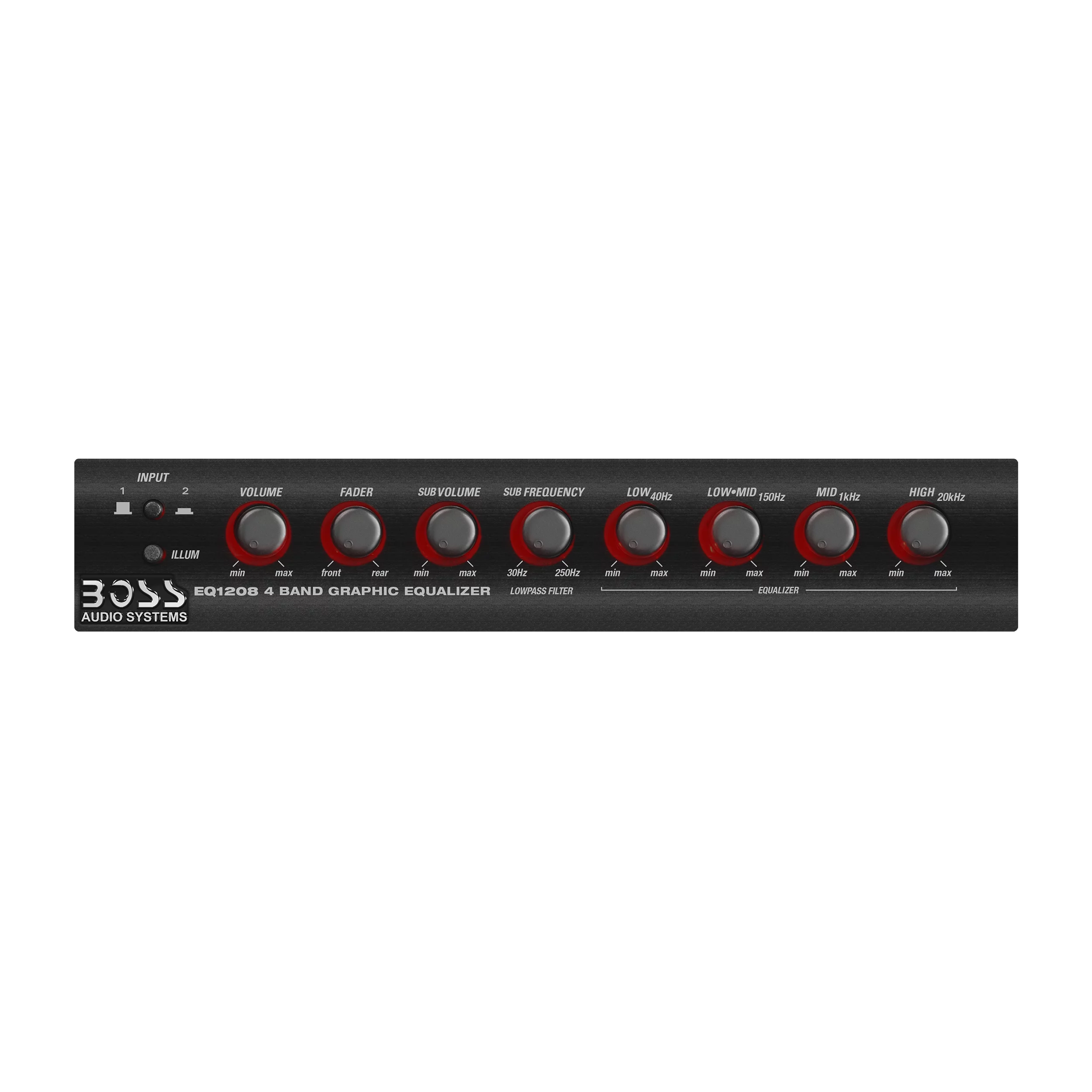 NEW BOSS EQ1208 4-Band Preamp Car Audio Equalizer w/ Subwoofer Sub Output EQ Out