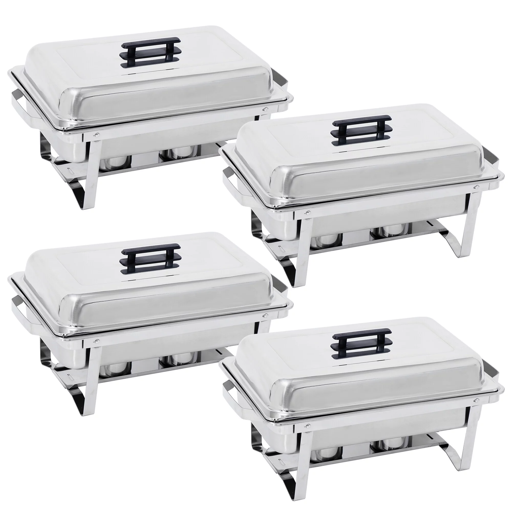 ZENSTYLE 4 Pack 8QT Chafing Dish High-Grade Stainless Steel Pans Catering Full Size Includes Food Pan, Water Pan and Fuel Holders