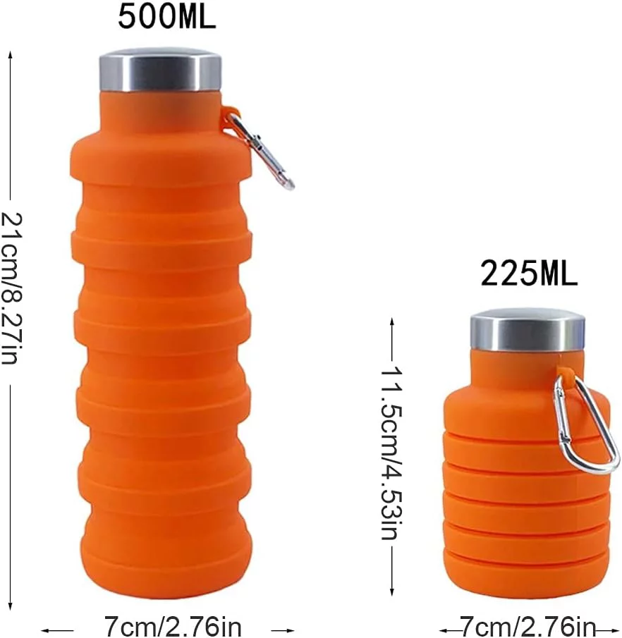 LIZHAO 500ML Outdoor Silicone Collapsible Water Bottle Portable Leakproof Water Bottle With Carabiner Cycling Gym Camping Water Bottle (Color : Style1)