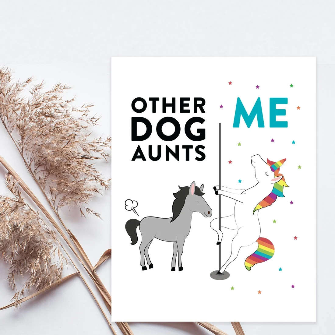 Koyal Wholesale Funny  All Occasion Jumbo Card, Horse Unicorn, Blank Greeting Card with Envelope, Dog Aunts, Set of 1