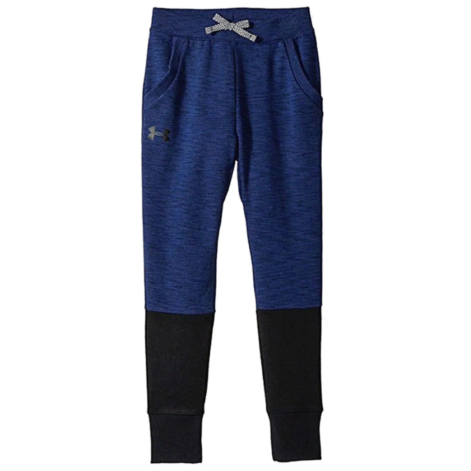 Under Armour Big Boys Double Knit Tapered Pants, Royal Light Heather/Black, Youth Large (14-16)