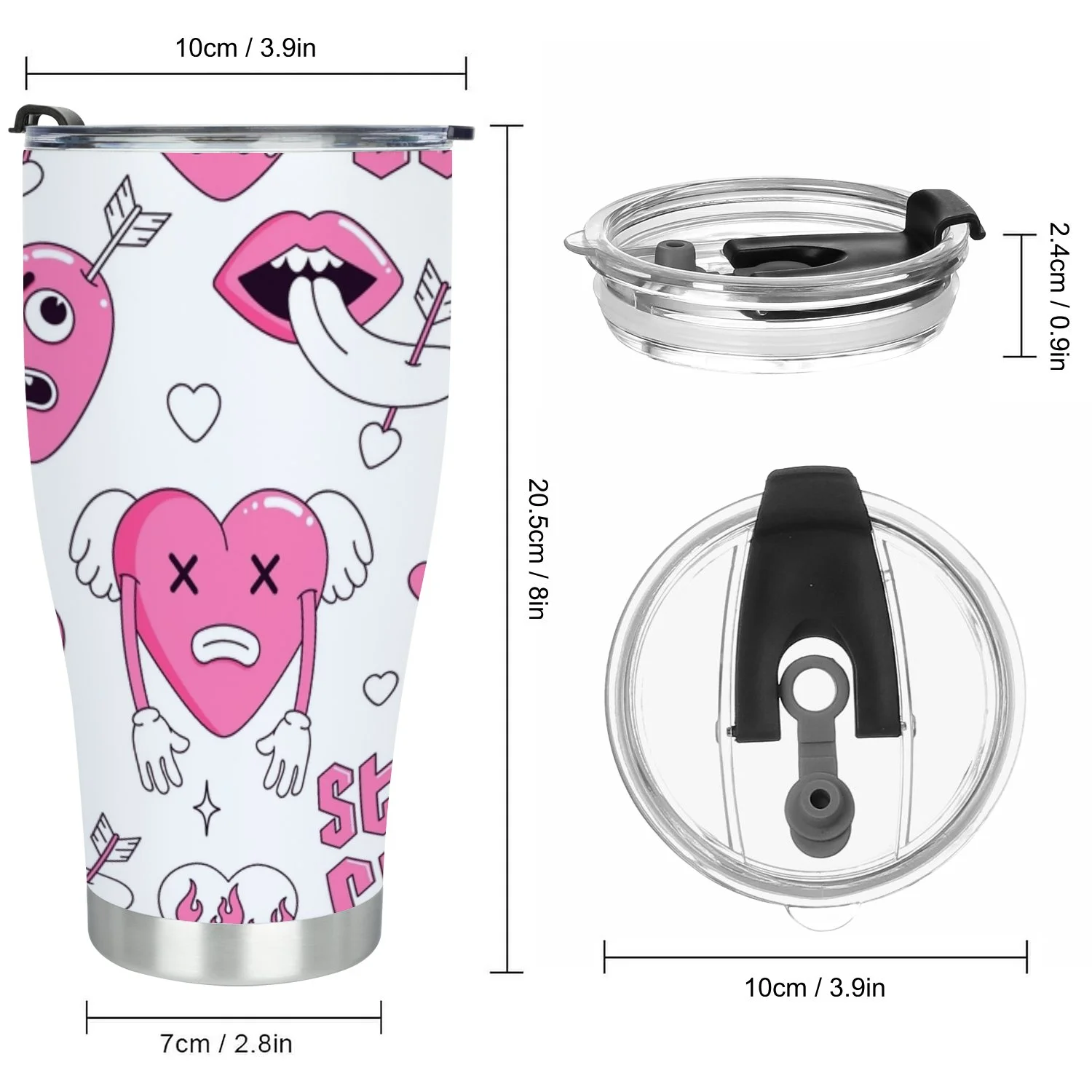 Hidove Stainless Steel Tumbler, Pink Semless Pattern 30oz Leak Proof & Stainless Steel Bottle for Hot & Cold Drinks - Coffee Travel Mug, Water Metal Canteen, Thermal Cup