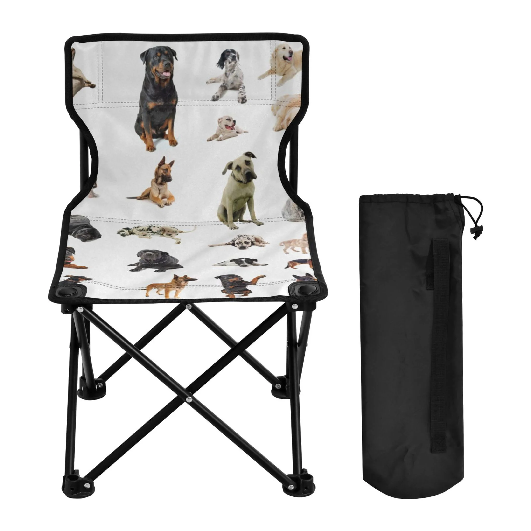 Dogs Different Portable Camping Chair Outdoor Folding Beach Chair Fishing Chair Lawn Chair with Carry Bag Support to 220LBS