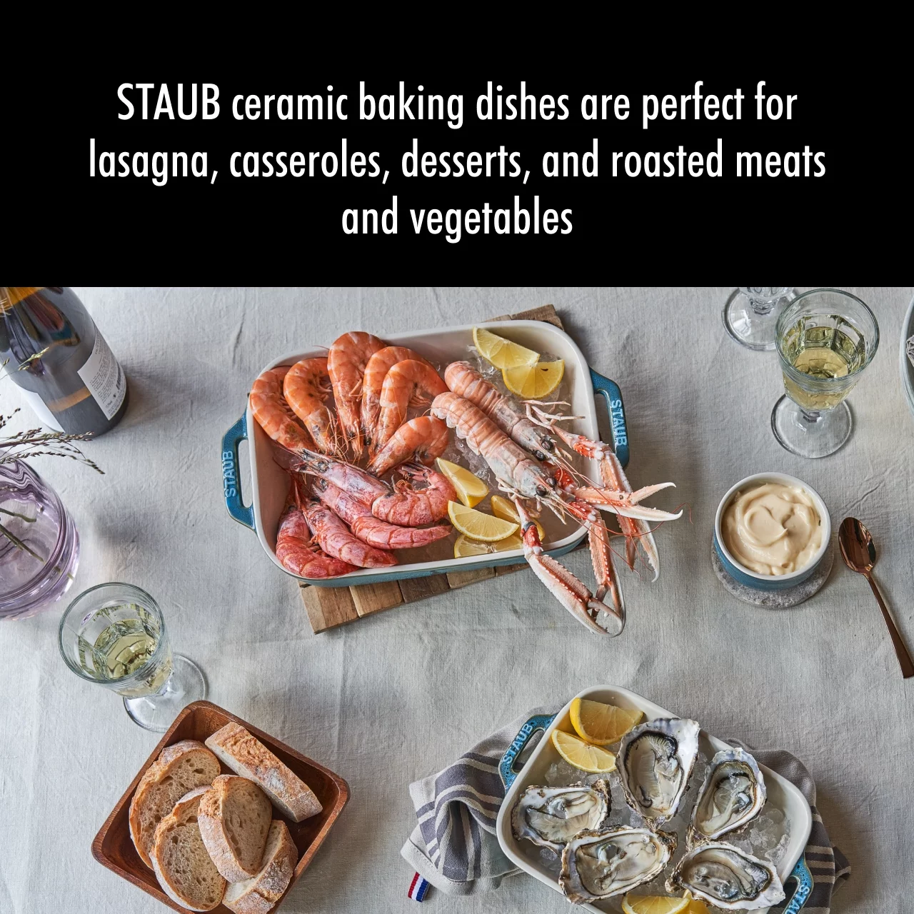 Staub Ceramic 3-pc Rectangular Baking Dish Set - Rustic Turquoise