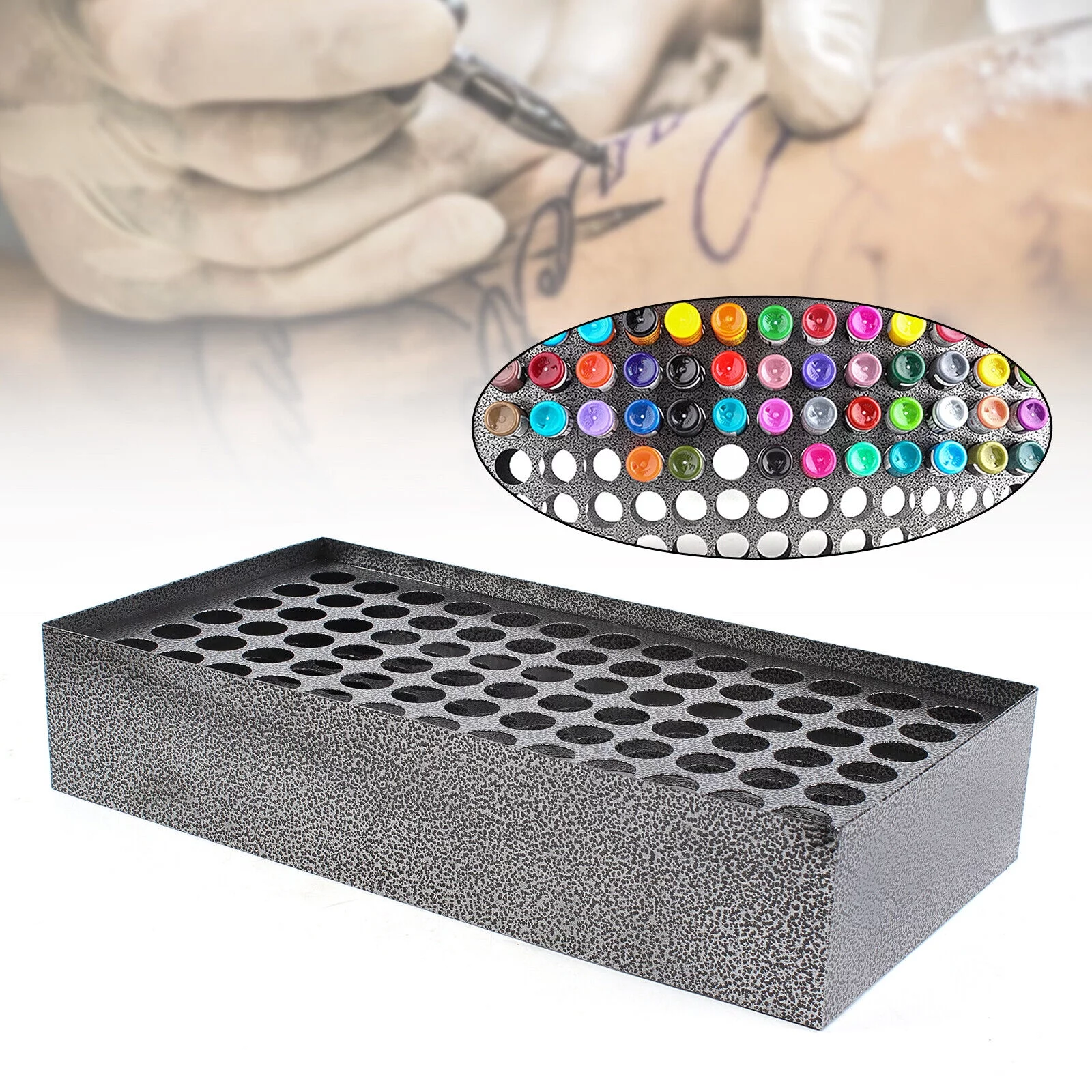 78 Holes Tattoo Ink Rack Organizer Display Holder Storage Stand Back Screw Hole Designs Hanging Space Saving Firm Durable Reasonable Layout