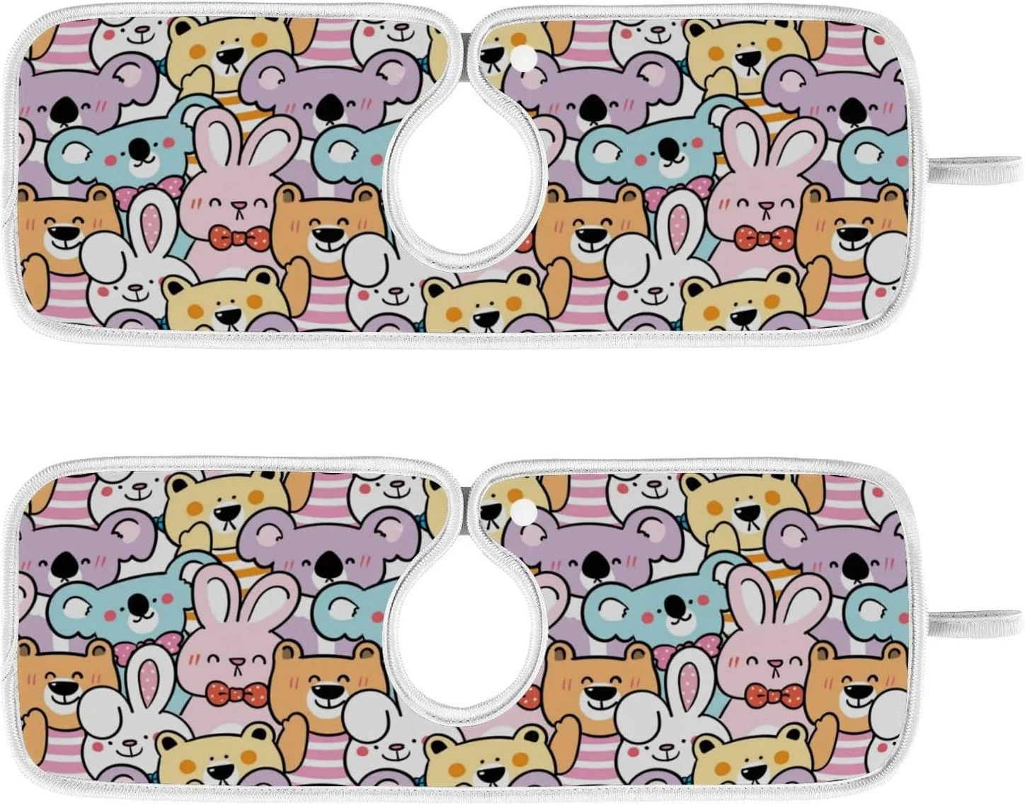 Coolnut 2 Pack Faucet Mats Splash Guard for Kitchen Sink,Cute Cartoon Animal Bear 23x5 Inch Super Absorbent Microfiber Sink Protector Mat, Kitchen Sink Mat Machine Washable Kitchen Sink Accessories