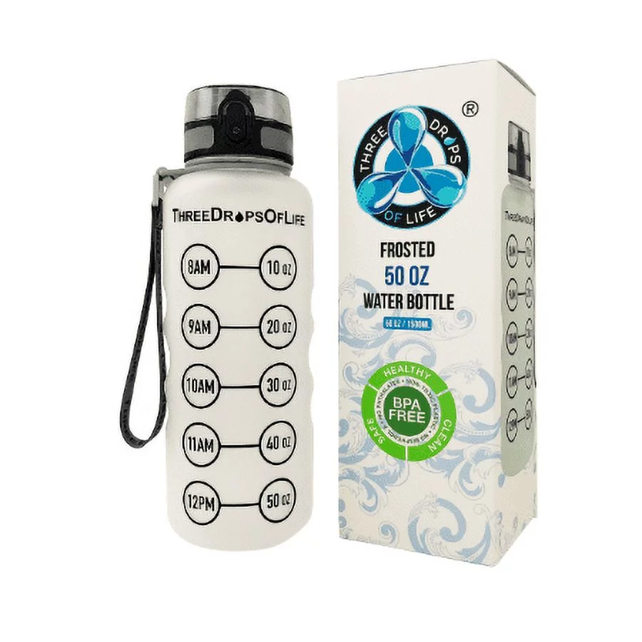 Frosted 50oz Sports Water Bottle, Large Sport BPA Free Water Bottles