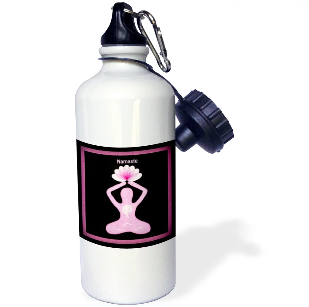 3dRose A Namaste image with a goddess holding a lotus flower, Sports Water Bottle, 21oz