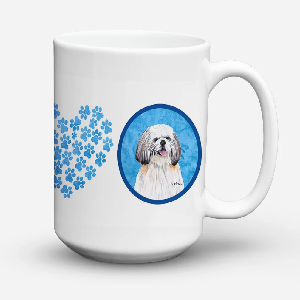 Carolines Treasures SC9128BU-CM15 Shih Tzu Dishwasher Safe Microwavable Ceramic Coffee Mug 15 ounce, 15 ounce,