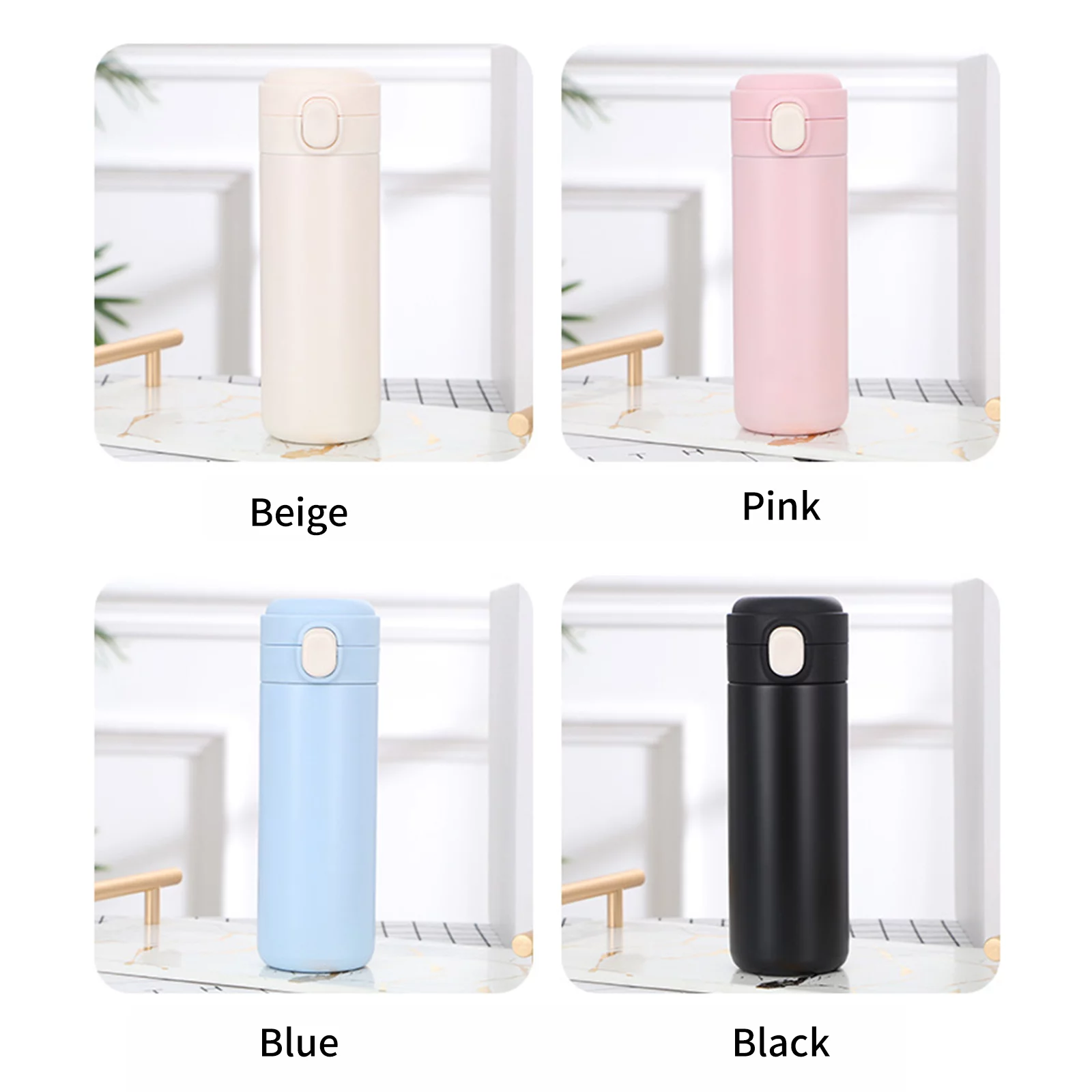 Anself 400mL Cup Bottle Thermal Bottle Portable Leak Proof Stainless Steel Bottle Flasks Bottle for Travel  Gym Fitness