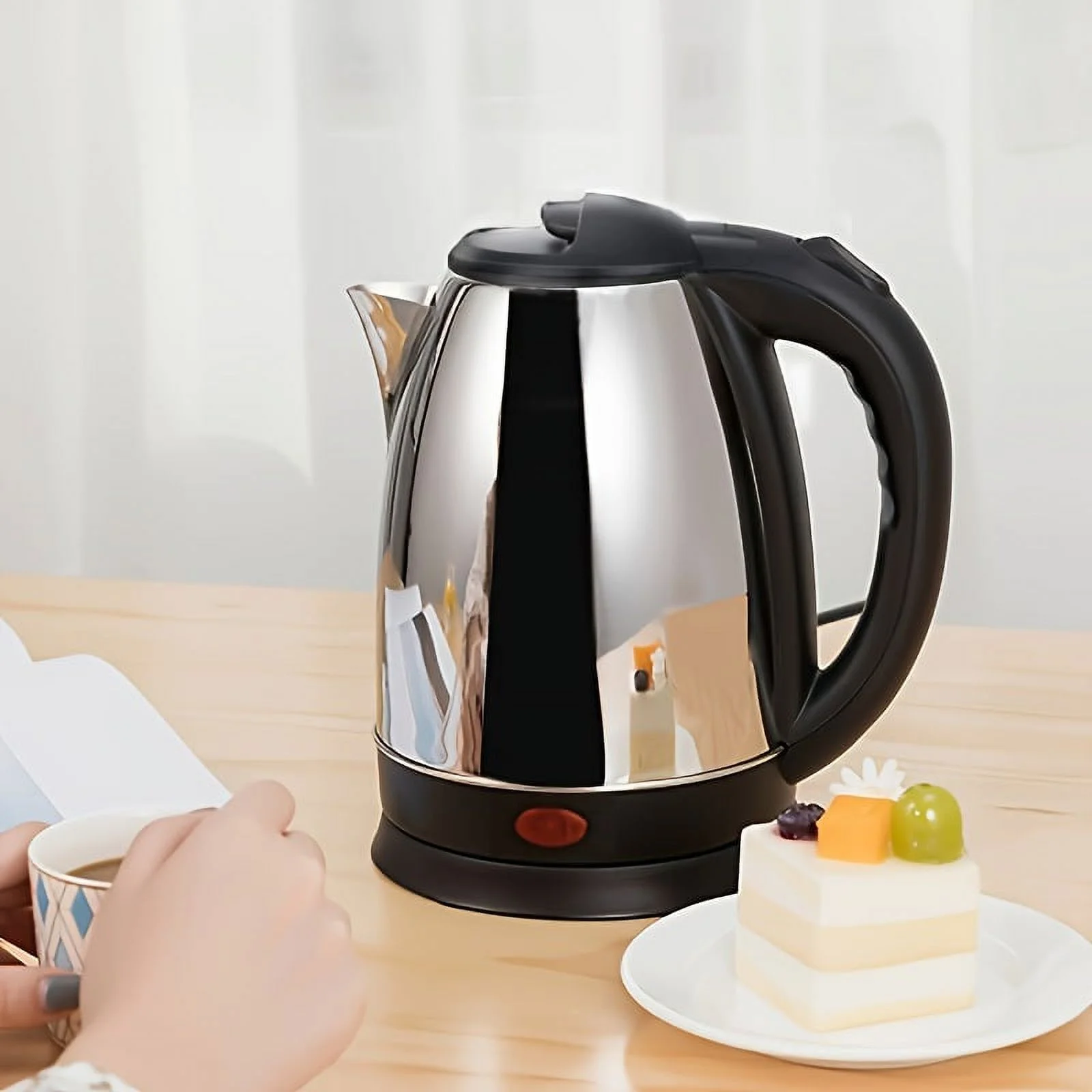 1pc 2L Stainless Steel Electric Kettle - Automatic Power Outage Protection - Anti-Scalding - Large Capacity Boiling Kettle