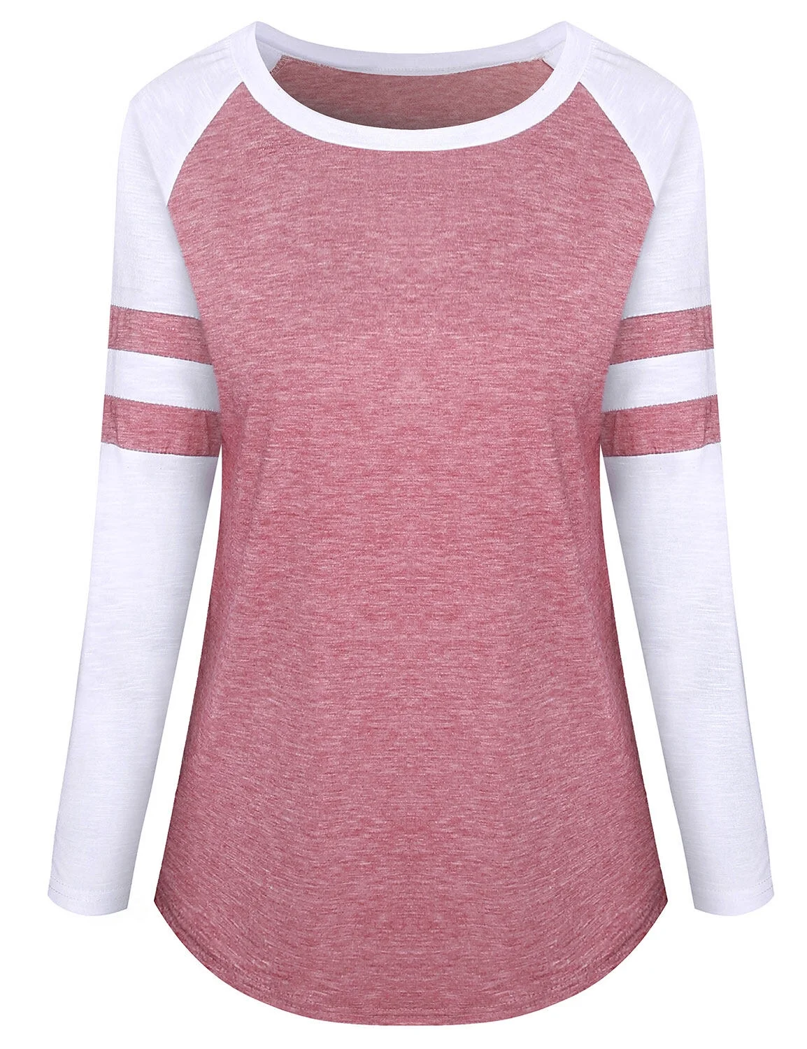 STARVNC Women Stripe Splice Long Sleeve Crew Neck Shirt