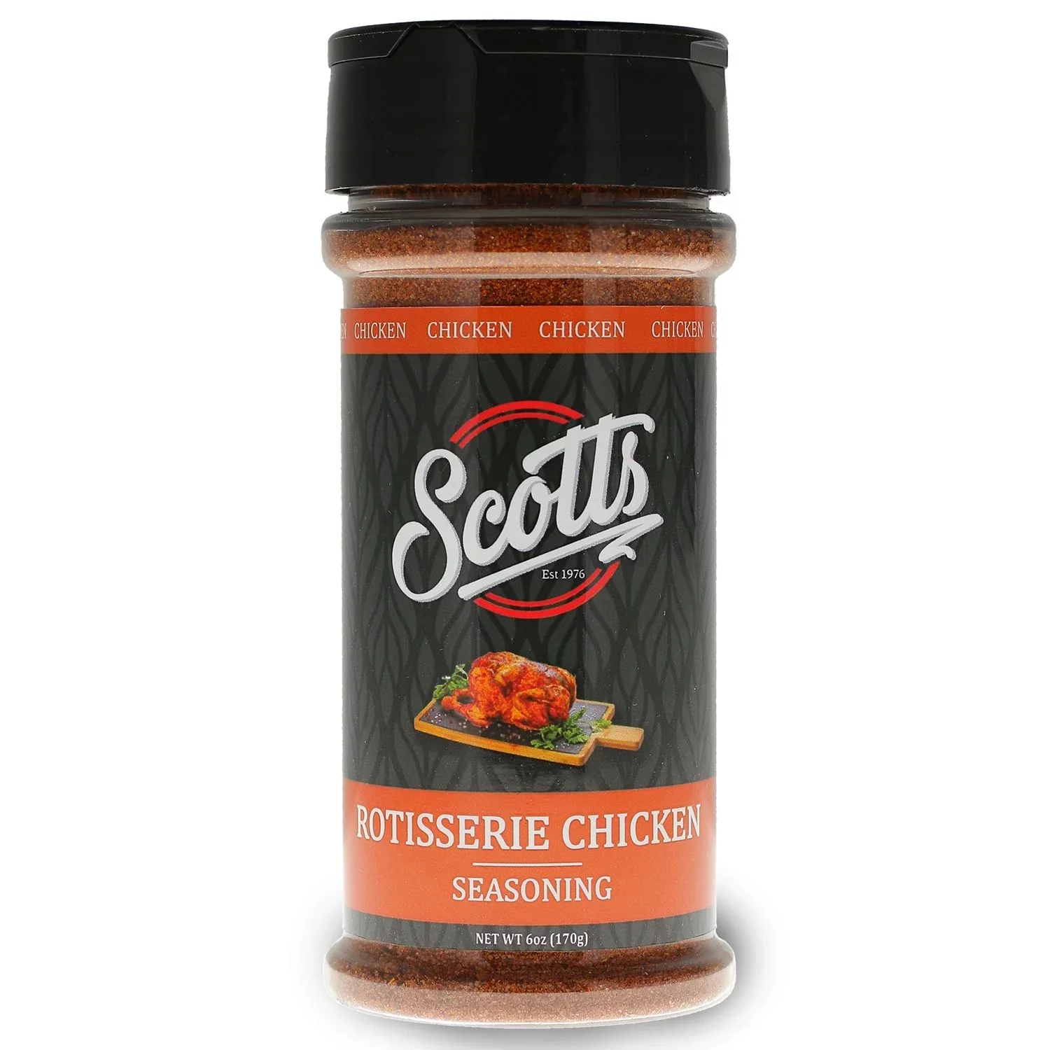 Scotts Seasonings and Marinades Rotisserie Chicken Seasoning, 6 oz - Unique Blend for Slow-Roasted Flavor, Perfect for Chicken, Turkey, Duck, Vegetables, No MSG, Non-GMO