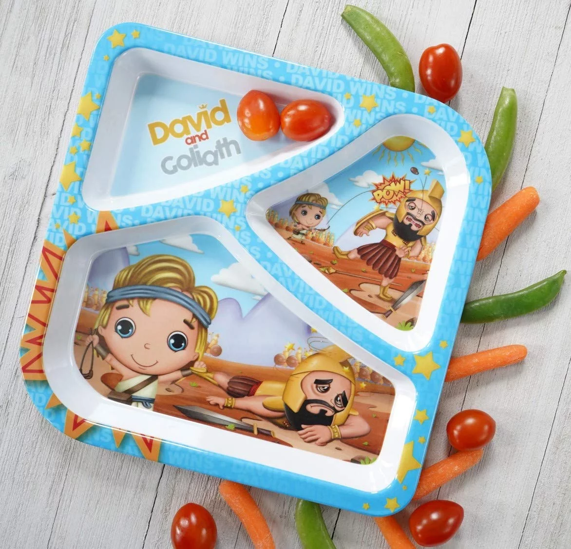 He Loves Me David & Goliath 4 Piece Mealtime & Dinnerware Kids Set BPA Free