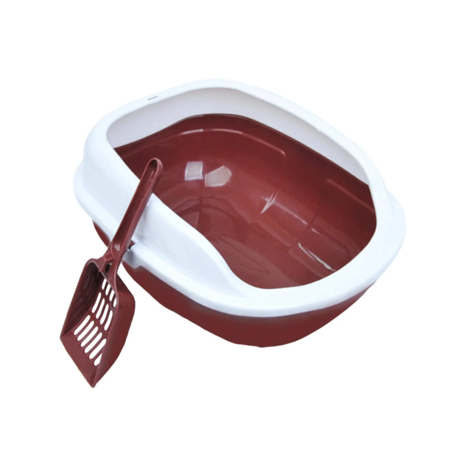 Gazechimp Cat Kitten Toilet Anti Splashing Durable Open Top Pet Litter Tray Coffe