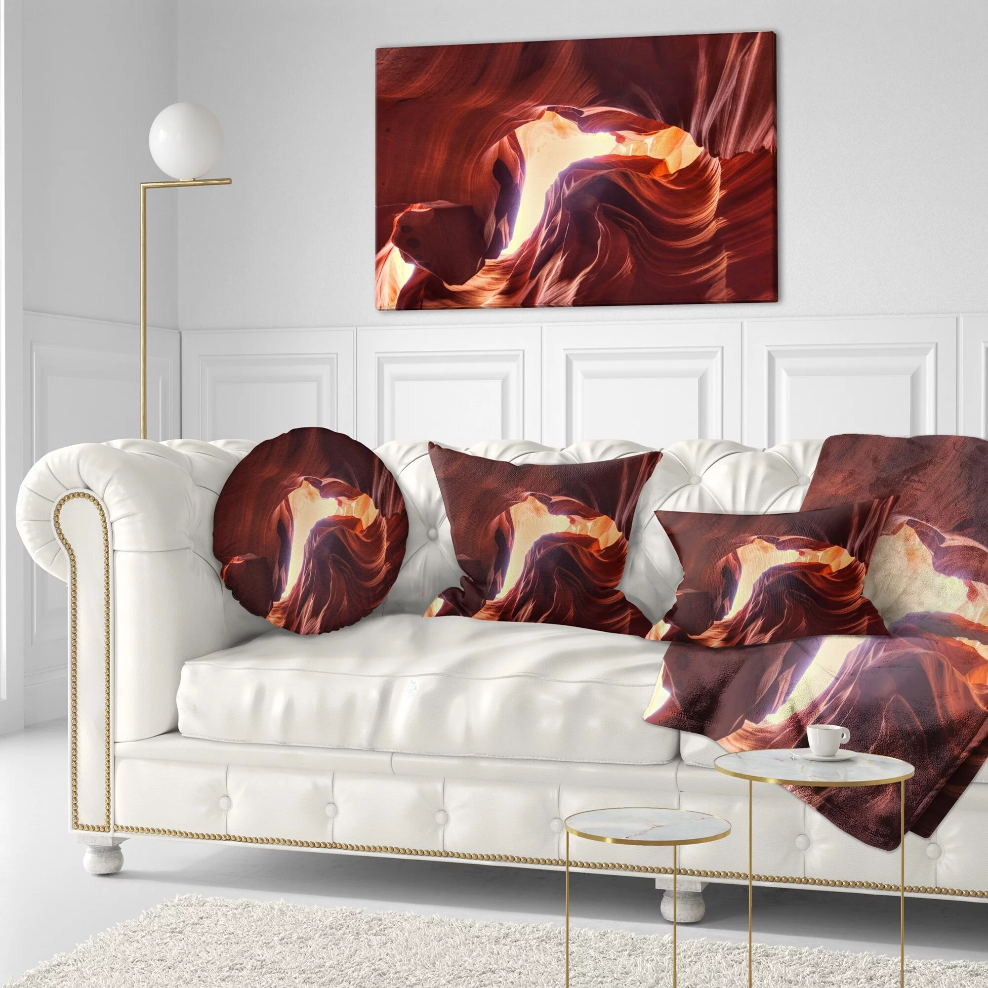 DESIGN ART Designart 'Stone Structures In Lower Antelope Canyon' Photography Throw Pillow 16 in. x 16 in. Small
