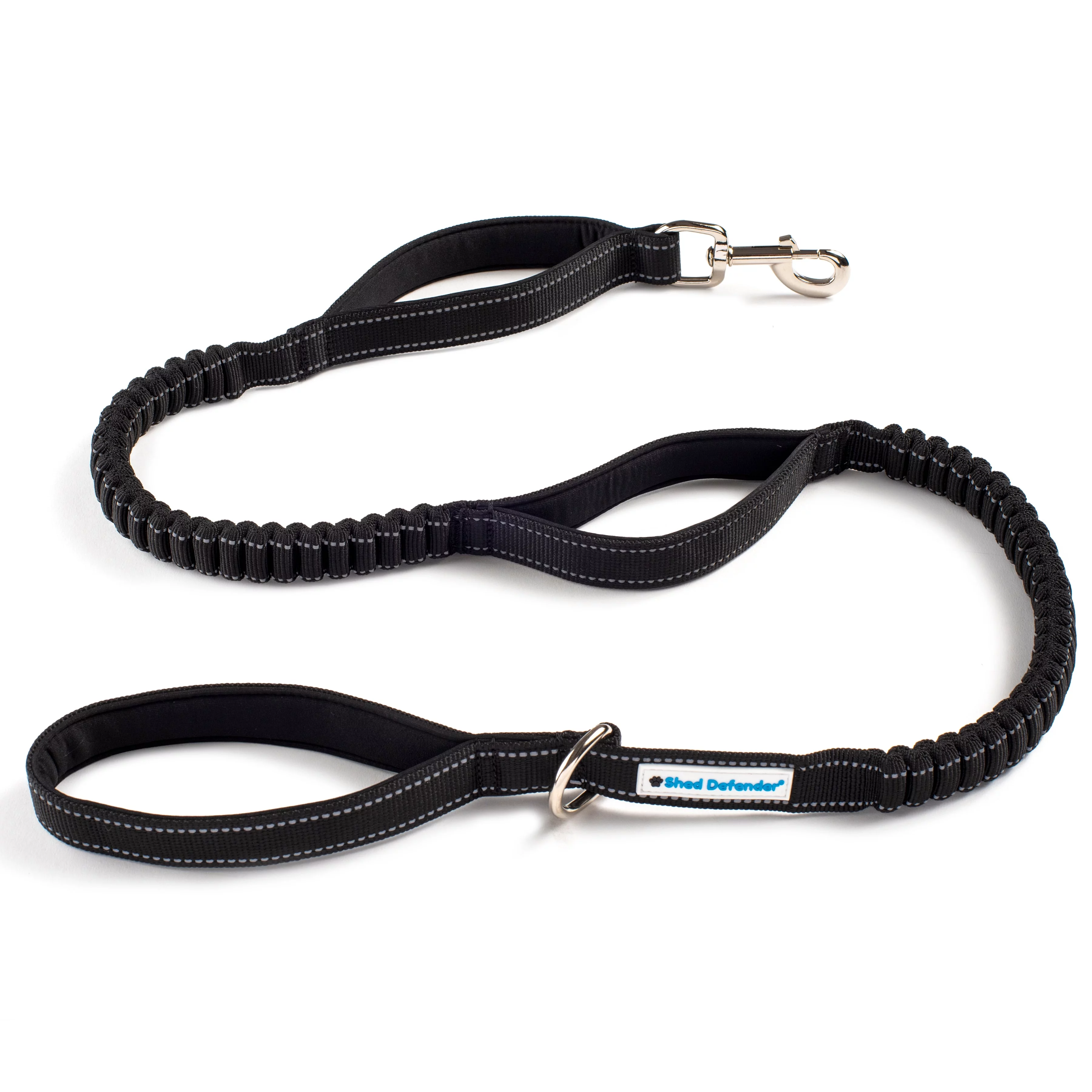 Shed Defender Shock Absorbing Bungee Leash - Three Padded Handles for Traffic Control at Different Lengths, Stretches from 4-7ft, Elastic Dog Leash, Reflective Stitching,training, black, Large, Medium
