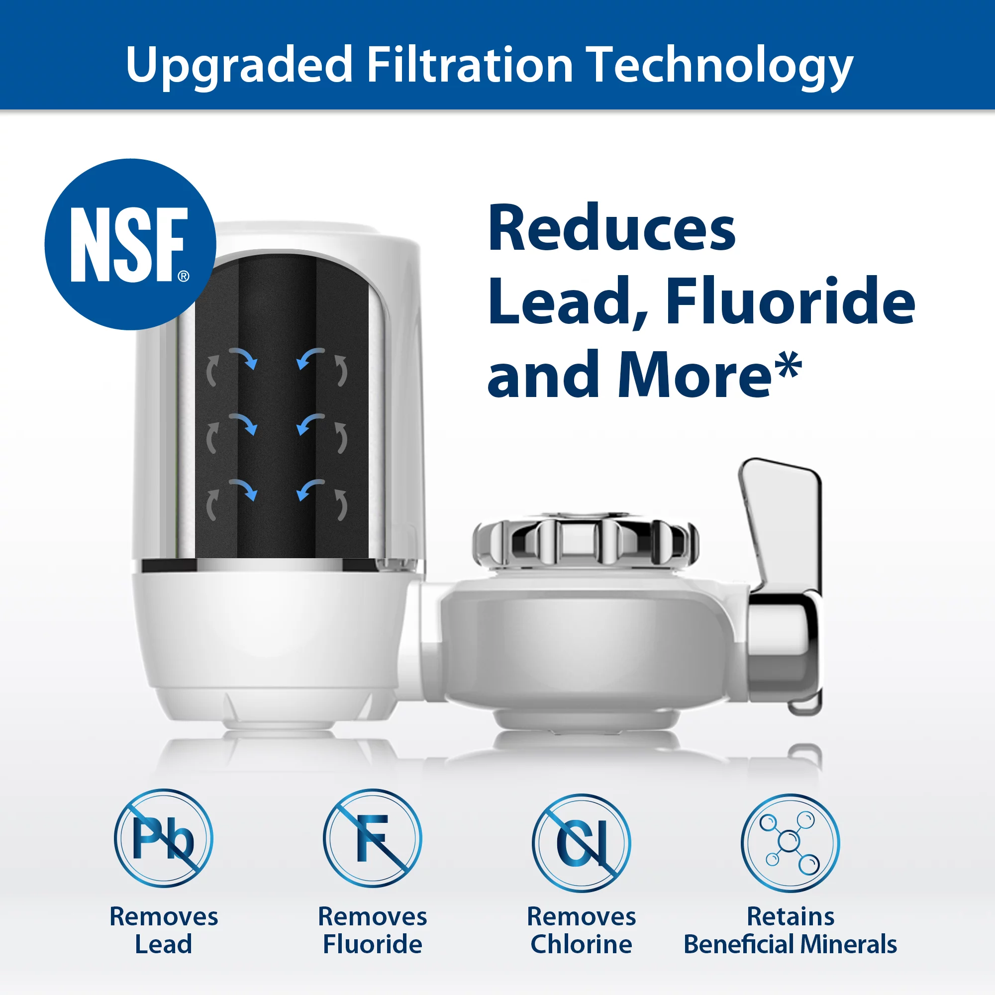 Waterdrop WD-FC-01 NSF Certified Basic Faucet Filter, 320-Gallon Carbon Fiber Faucet Filtration System, Tap Water Filter, Reduces 94.2% Chlorine, Bad Taste and Odor with One Filter