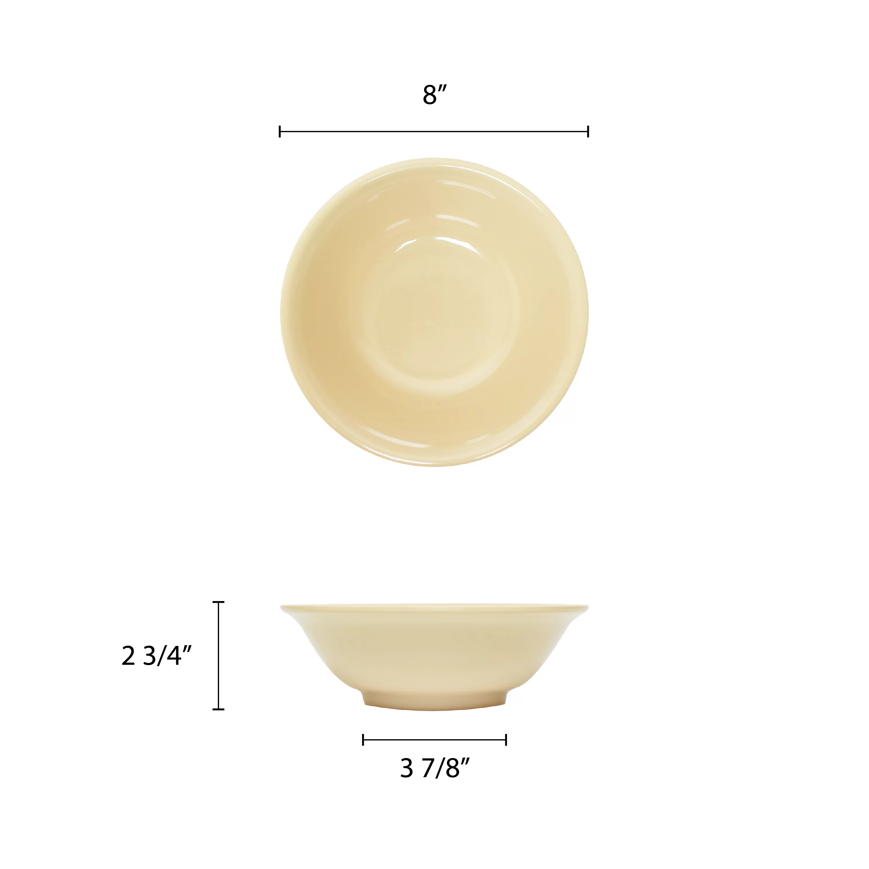 Excellante Nustone Tan Melamine Dinnerware Collection 8 Inch - 36 Oz Rimless Bowl, Comes in Dozen