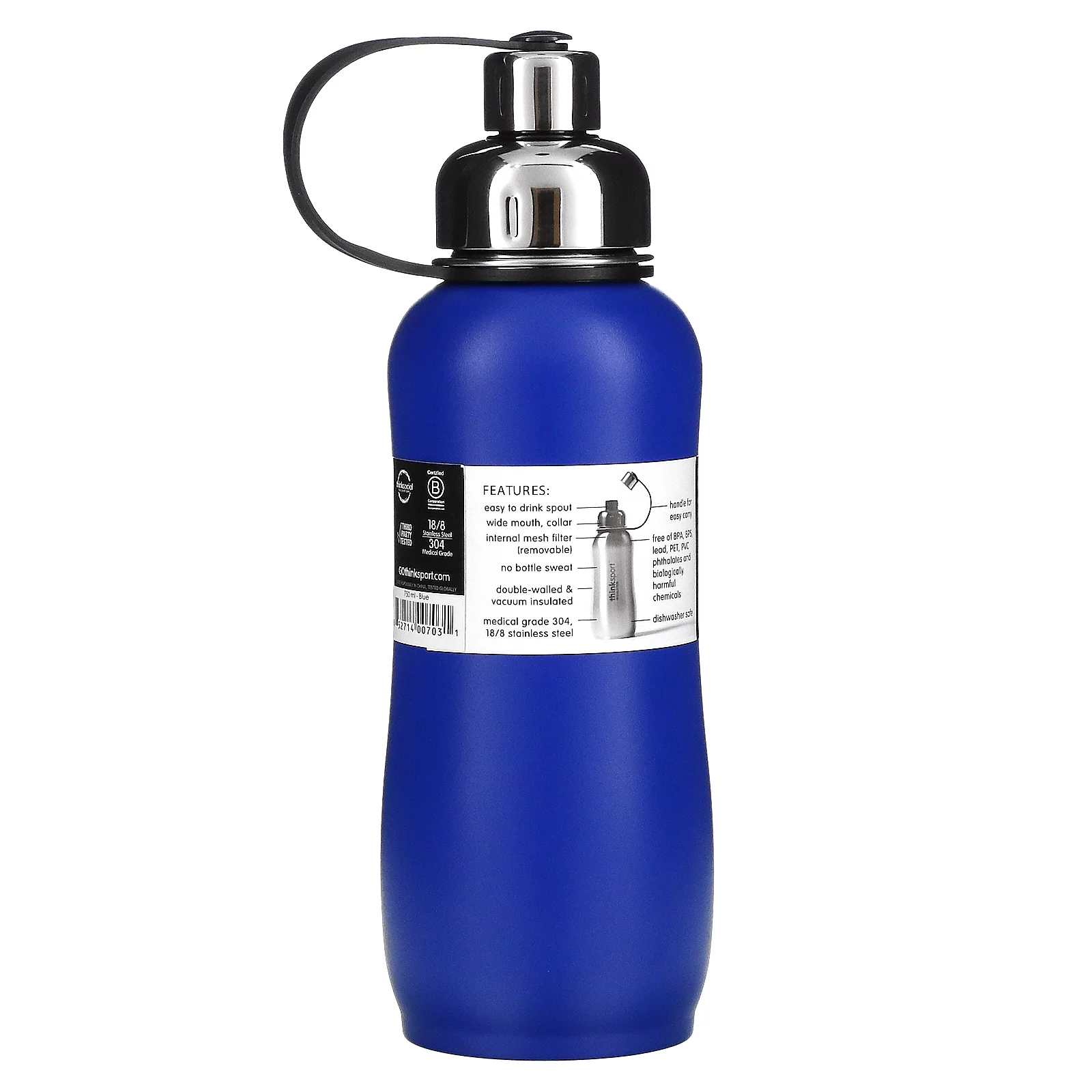 Thinksport 25oz (750ml) Insulated Sports Bottle - Blue