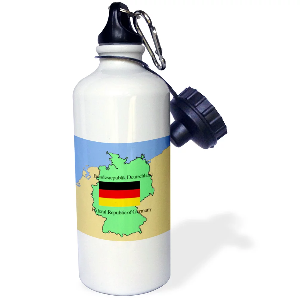 The map and flag of Germany with the Republic of Germany printed in English and German 21 oz Sports Water Bottle wb-37587-1