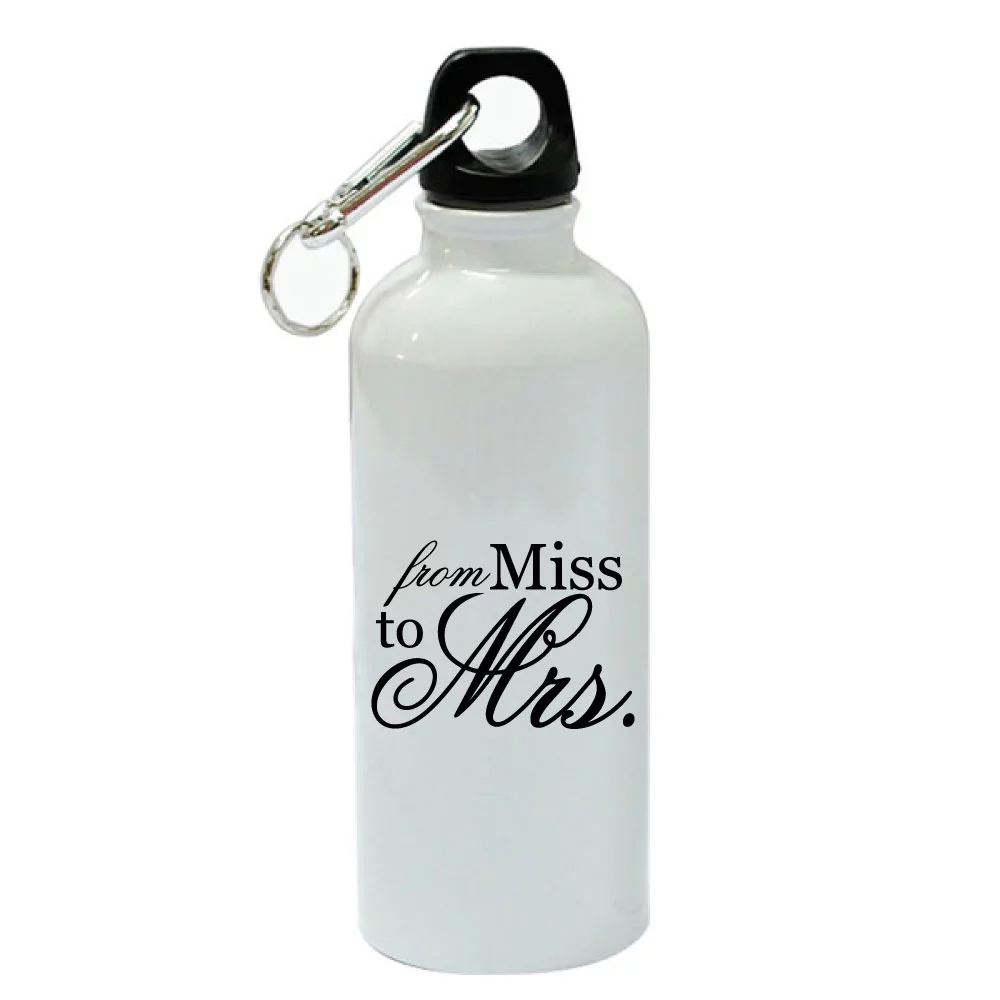 From Miss To Mrs White Aluminum Sports 20 oz Water Bottle