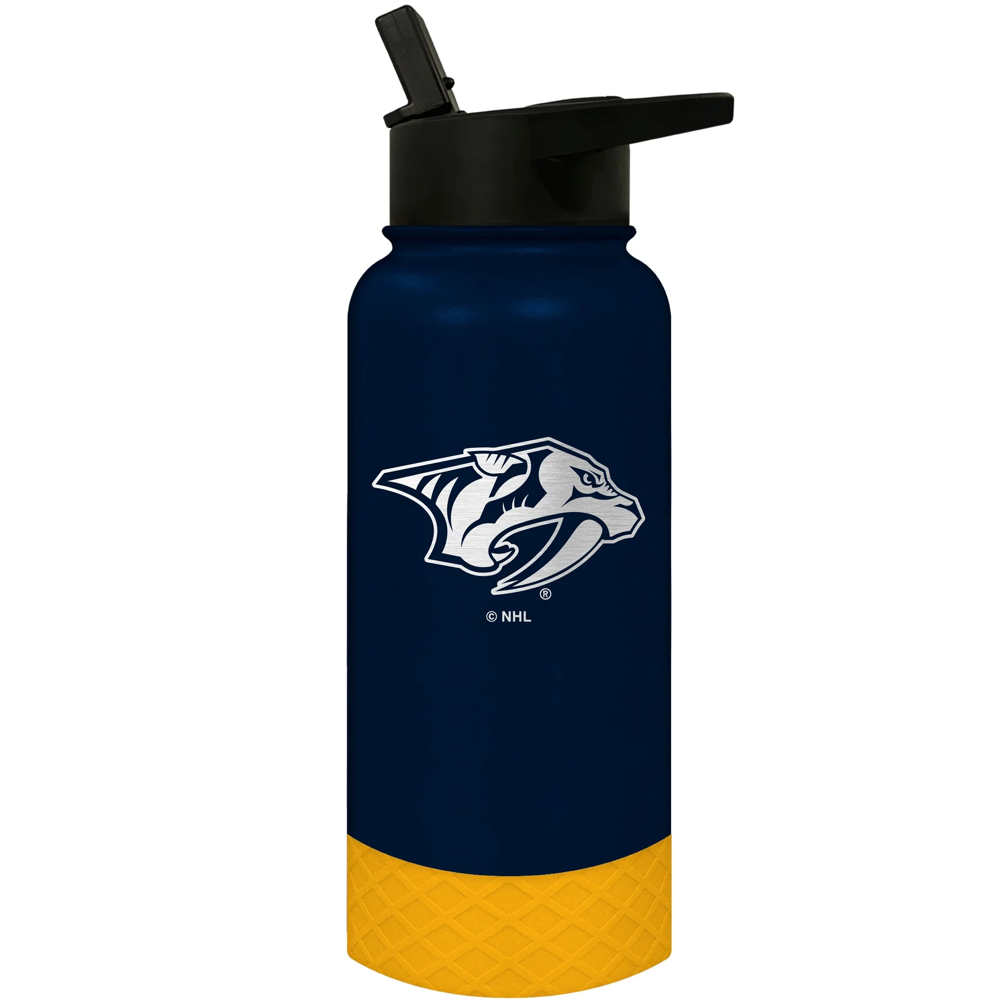 Nashville Predators 32 oz Blue NHL Stainless Steel Water Bottle with Straw Lid