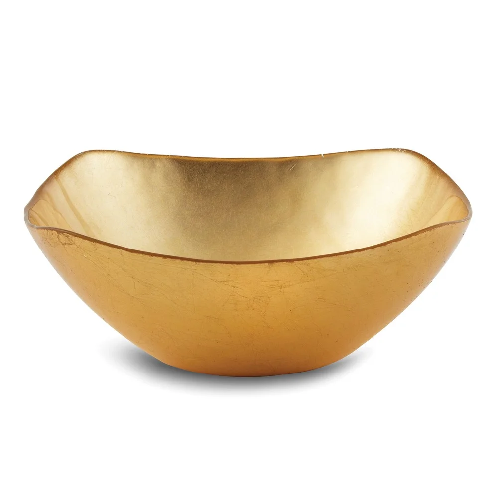 Medium Atlas Square Golden Turkish Glass Bowl QGM18206