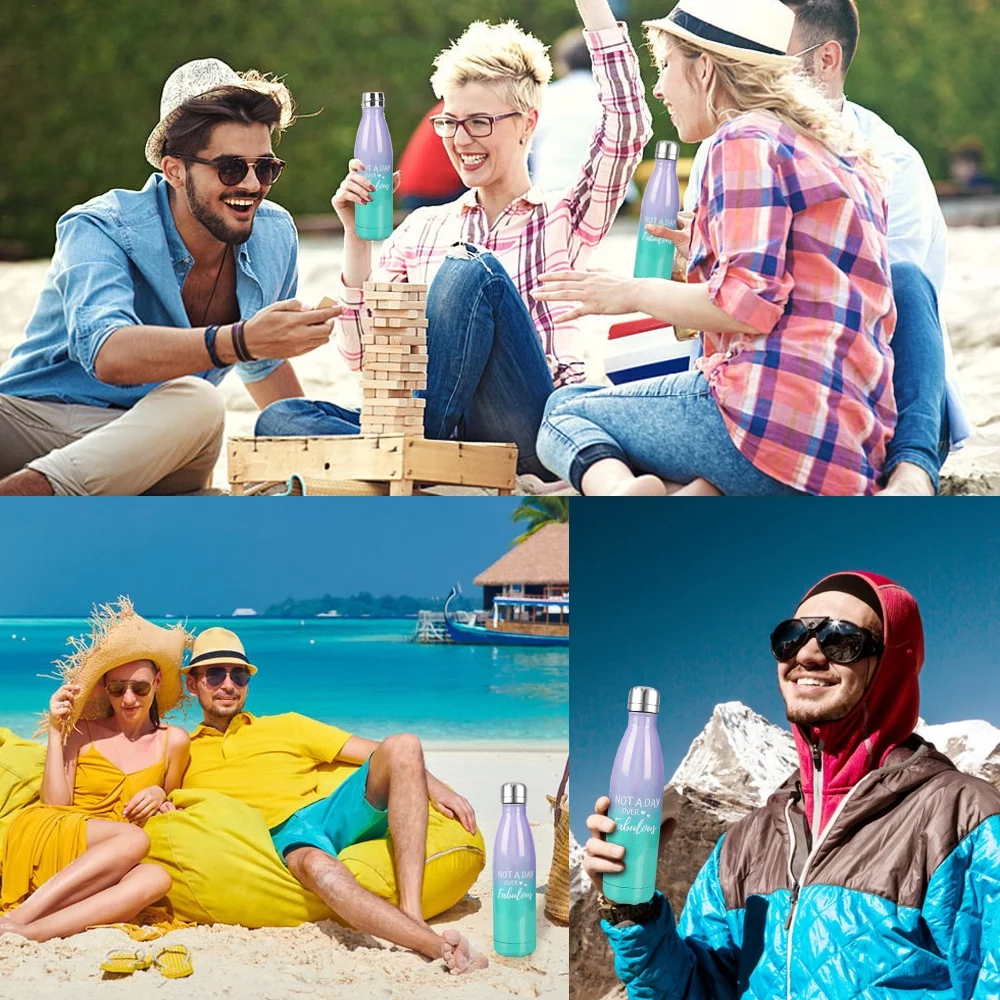 YANSION Insulated Water Bottle, 17oz Stainless Steel Water Bottles, Double Wall Vacuum Reusable Water Bottles Leak Proof BPA-FREE Sports Bottle Cup Keep Hot&Cold for Running Gym Workout Cycling Kids