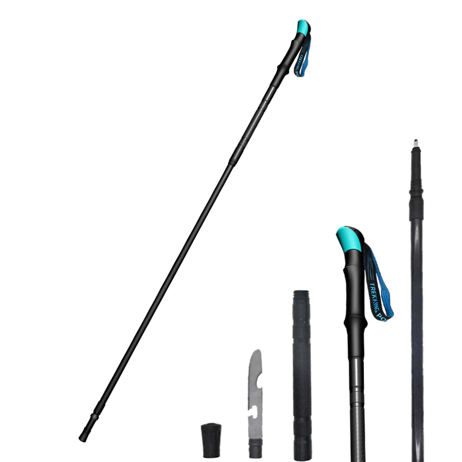 Carevas Aluminum Alloy Hiking Stick, Mountaineering Telescopic Trekking Poles Collapsible Walking Stick for Mountaineering