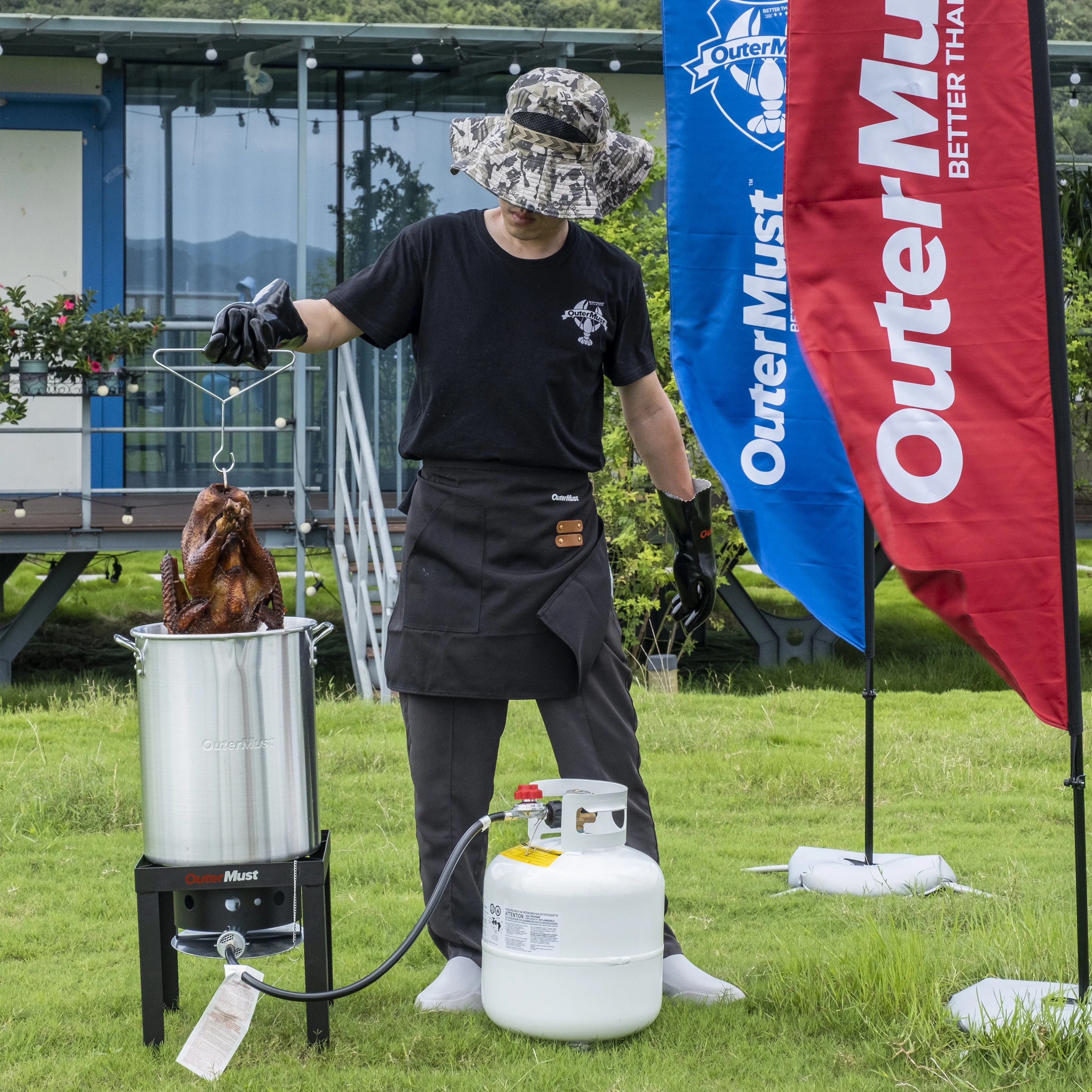 30 QT. Seafood Boil Pot and Burner Kit 50,000 BTU Turkey Deep Fryer with Basket and Burner Set Crafish Boiler, Ideal for Cooking Turkey, Crawfish, Crab