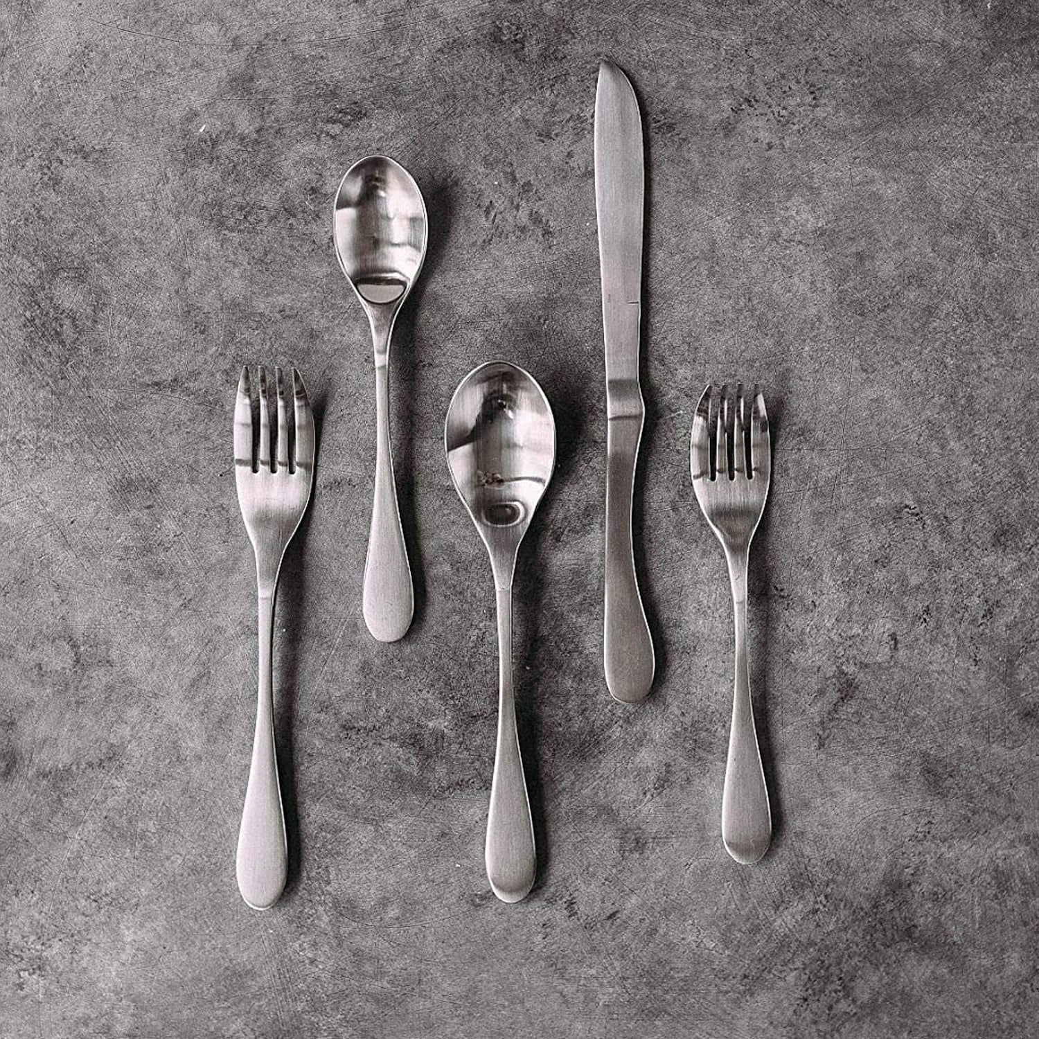 Knork Original Flatware 20 Piece Set, Service for 4, Matte Silver