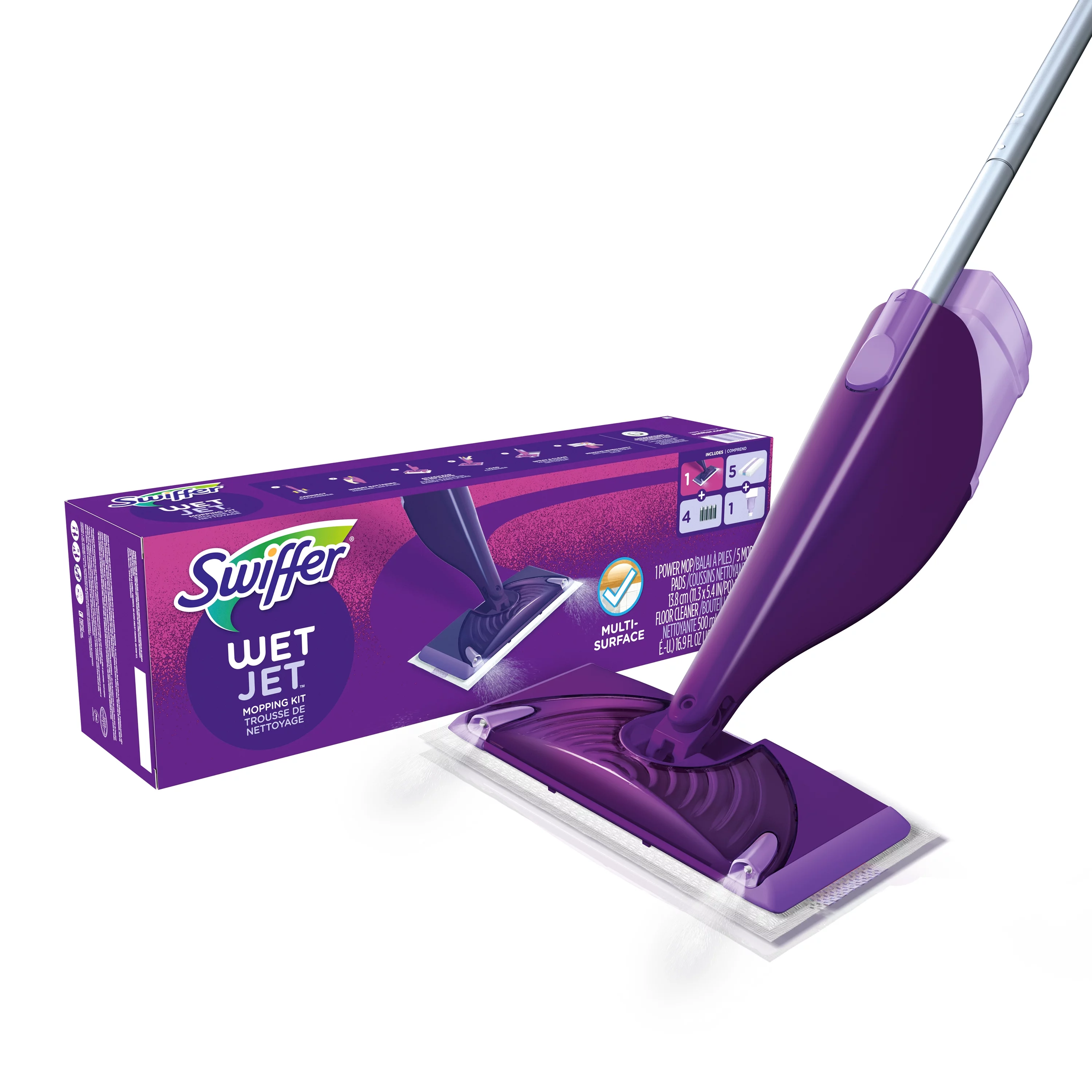 Swiffer WetJet Mop Starter Kit (1 Mop, 5 Pads, 1 Floor Cleaning Solution)