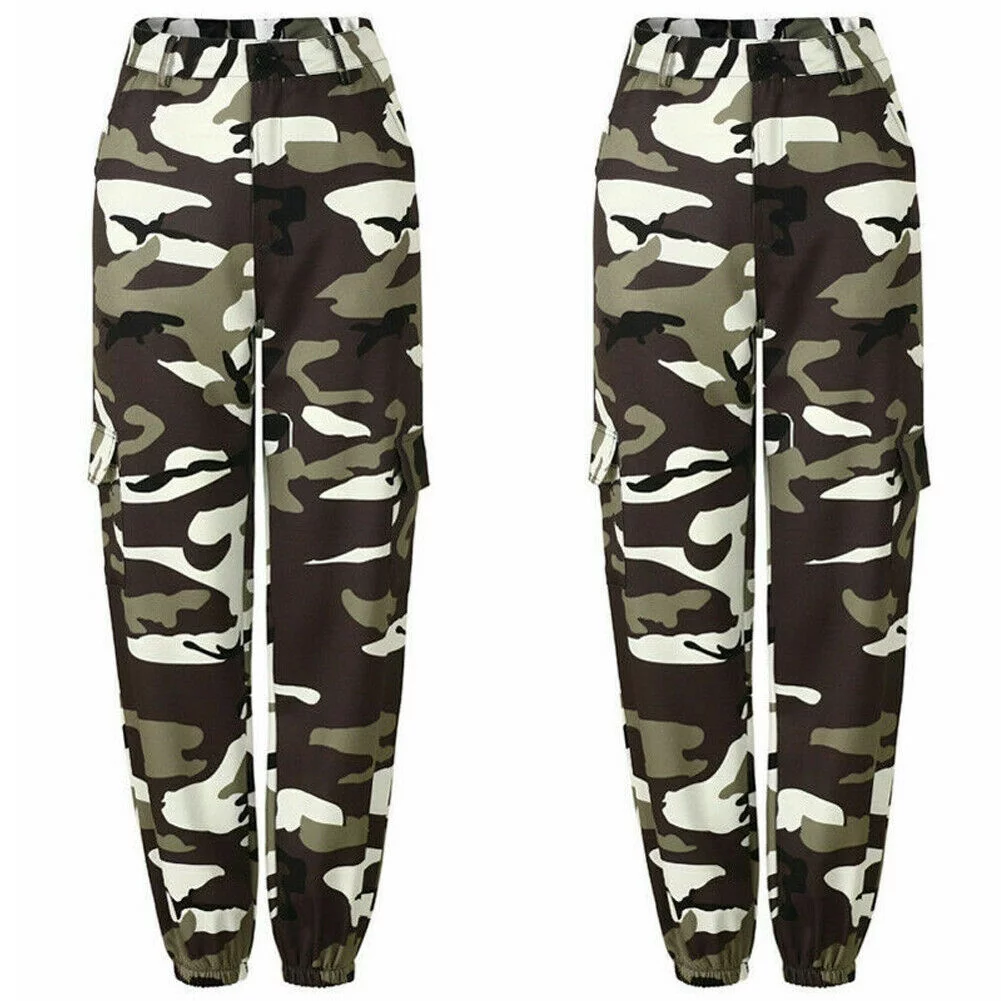 suanret Womens Camo Cargo Trousers Casual Pants Military Army Combat Camouflage Pant LOT