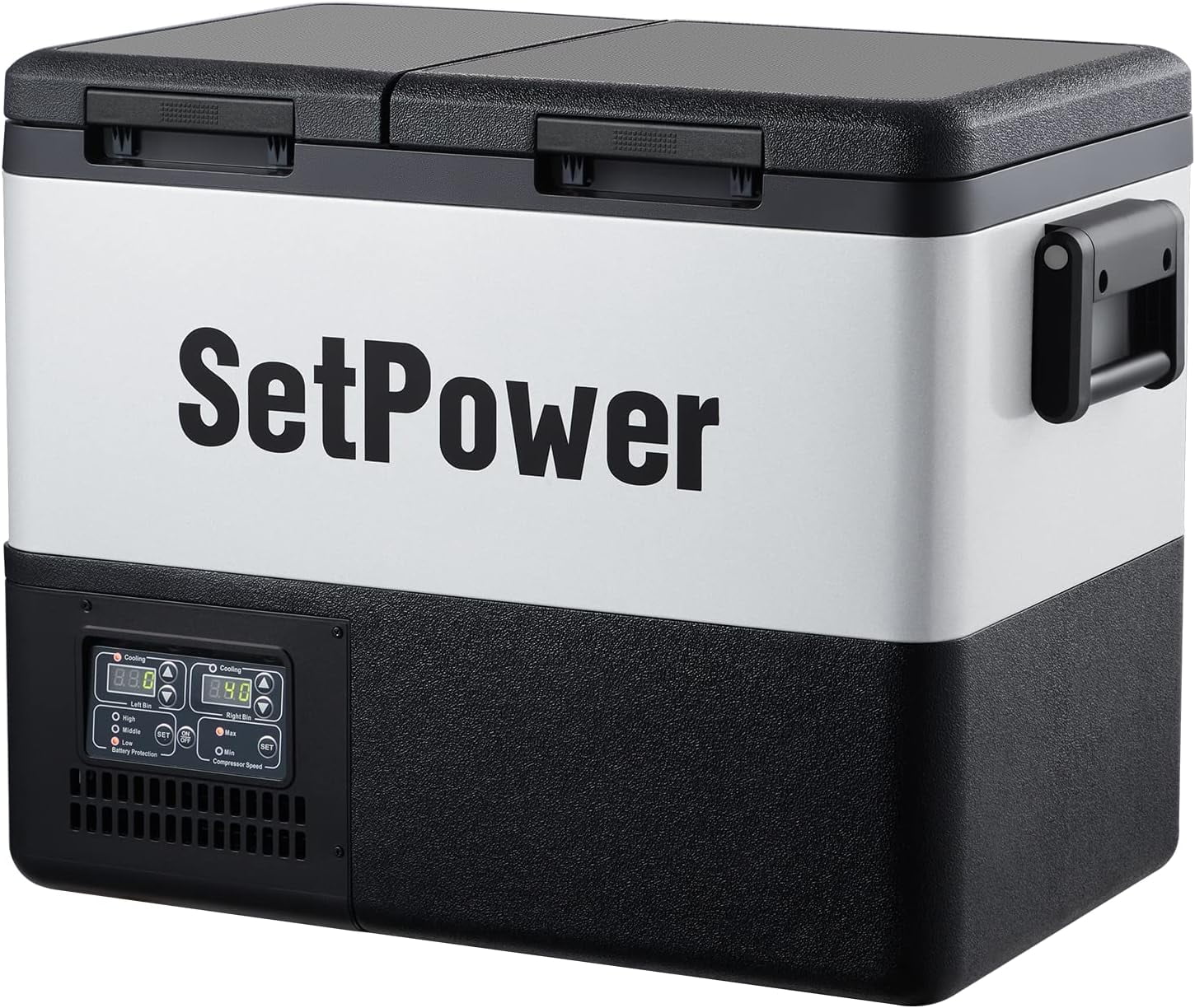 Setpower PT45 12V Portable Car Refrigerator Freezer, 48 Quart Dual Zone Outdoor Fridge, 0℉-50℉, Separate Temperature Control, 3-Year Warranty, Camping, RV, and Home Use, DC Only