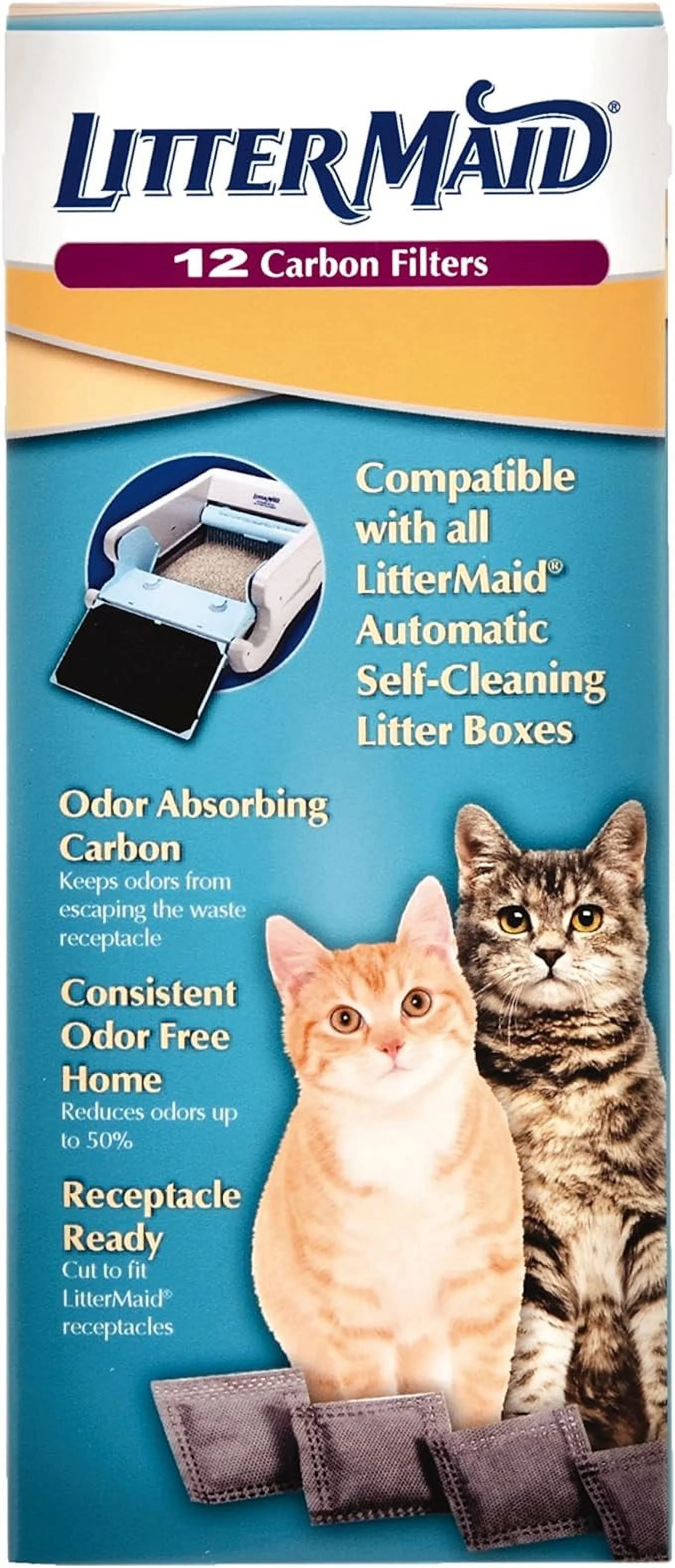 LitterMaid Odor Absorbing Litter Box Carbon Filters, 12 Pack, White
