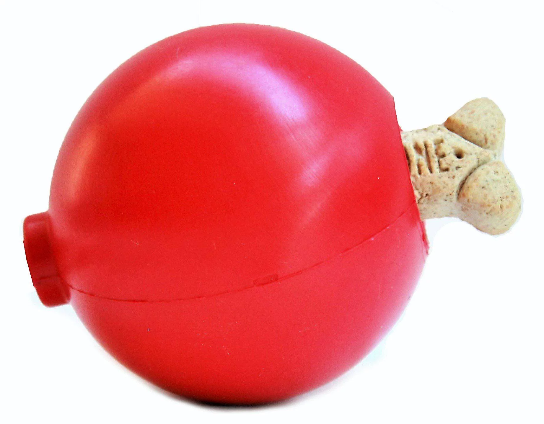 SodaPup - Natural Rubber Christmas Ornament Dog Toy, & Treat Dispenser for Aggressive Chewers, Guaranteed Tough, Medium - Red