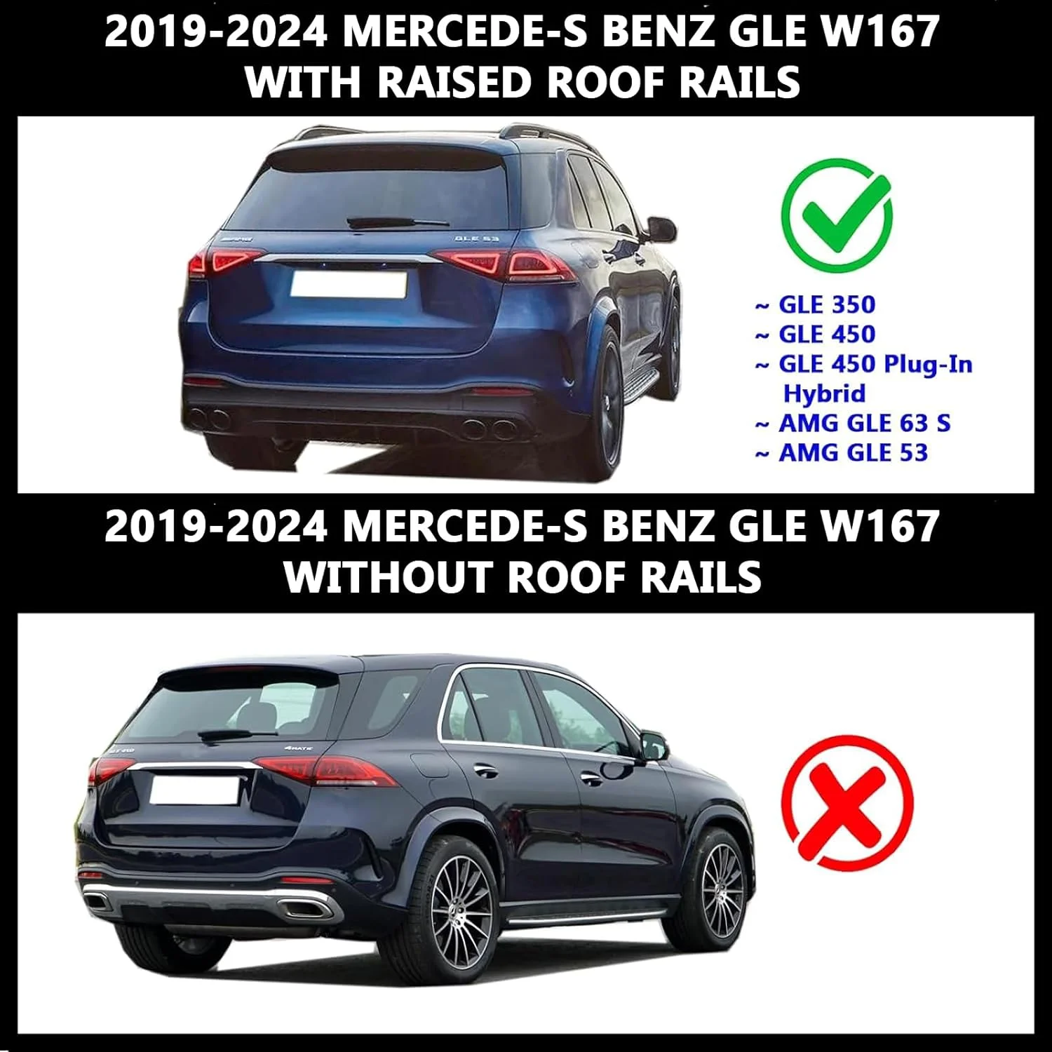 ROKIOTOEX Coyote Roof Rack Crossbars Fit for 2019-2024 Mercedes-Benz GLE W167 Raised Side Rails, Lockable Cross Bars for Rooftop Cargo Box Luggage, Ski Board, Bike Carrier – Black MG19E