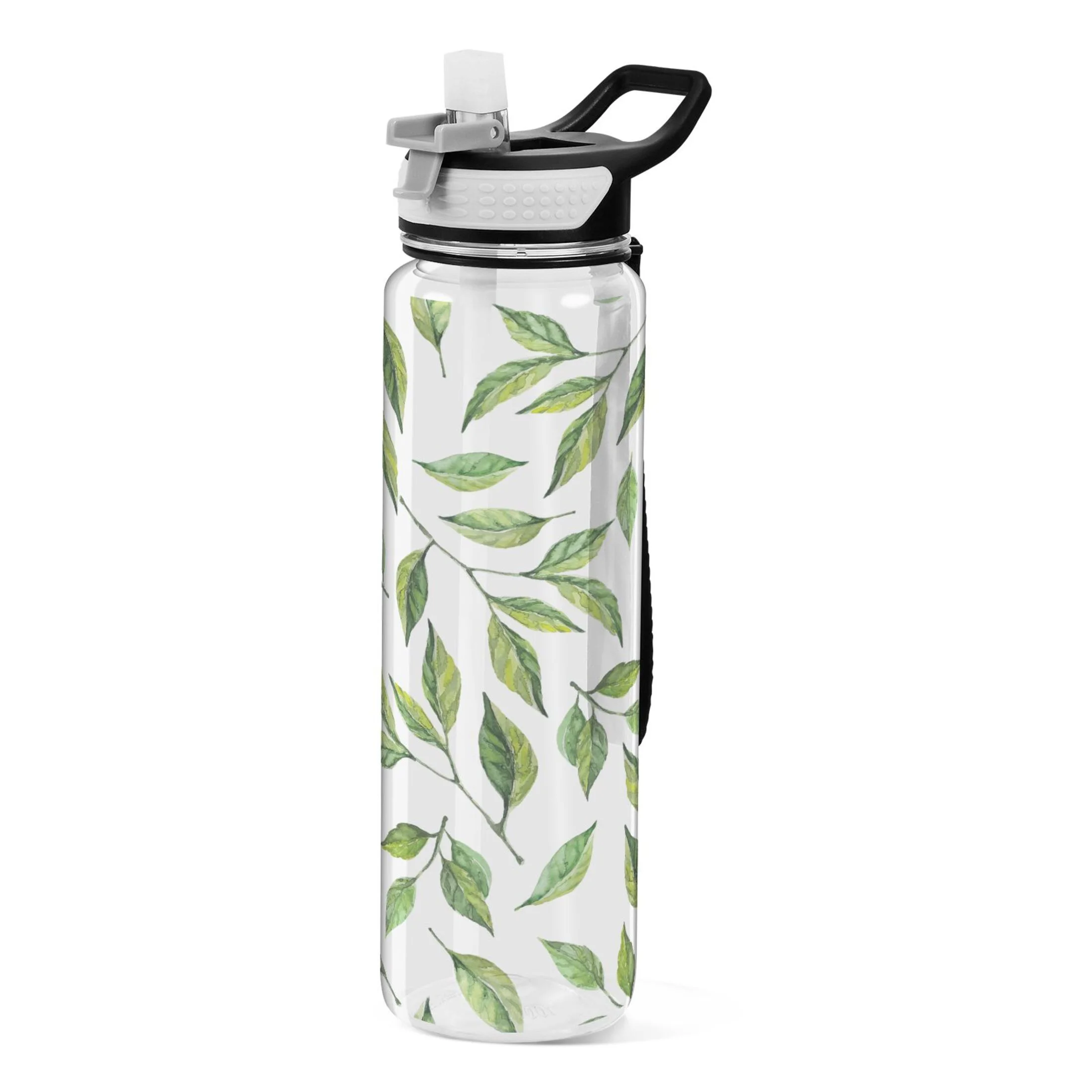 Leaves 32oz Water Bottles with Straw Tritan Leakproof Sports Bottle BPA Free Clear for Fitness Gym Swimming Cycling
