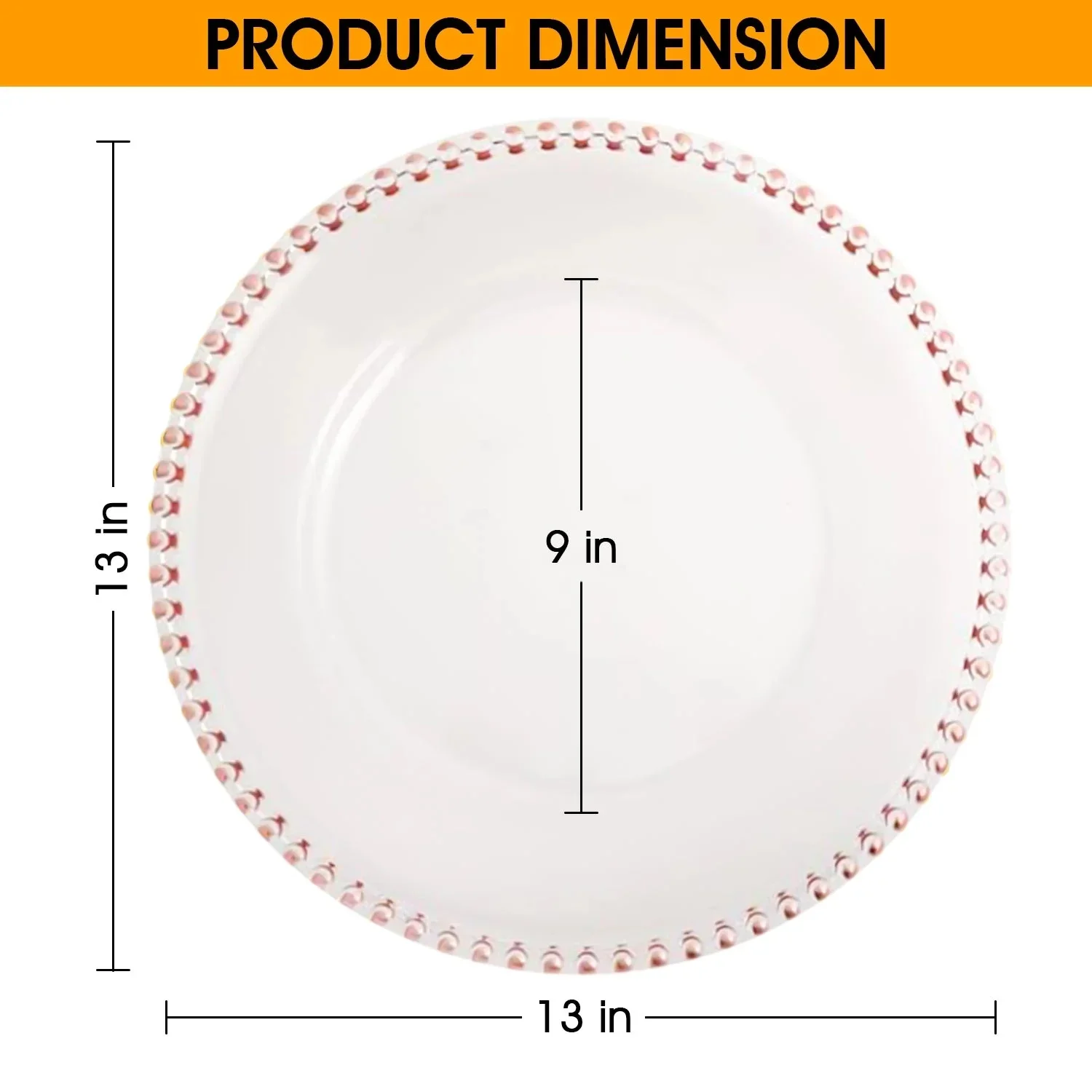 8 Pack | Rose Gold Beaded Glass Charger Plates