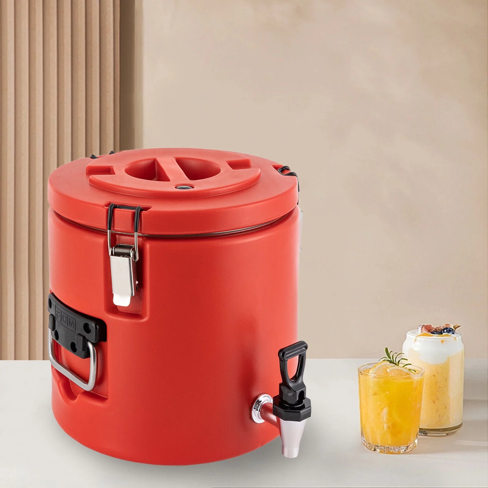 MIDUO Insulated Thermal Beverage Dispenser Hot & Cold Drink Stainless Steel Dispenser w/ Faucet