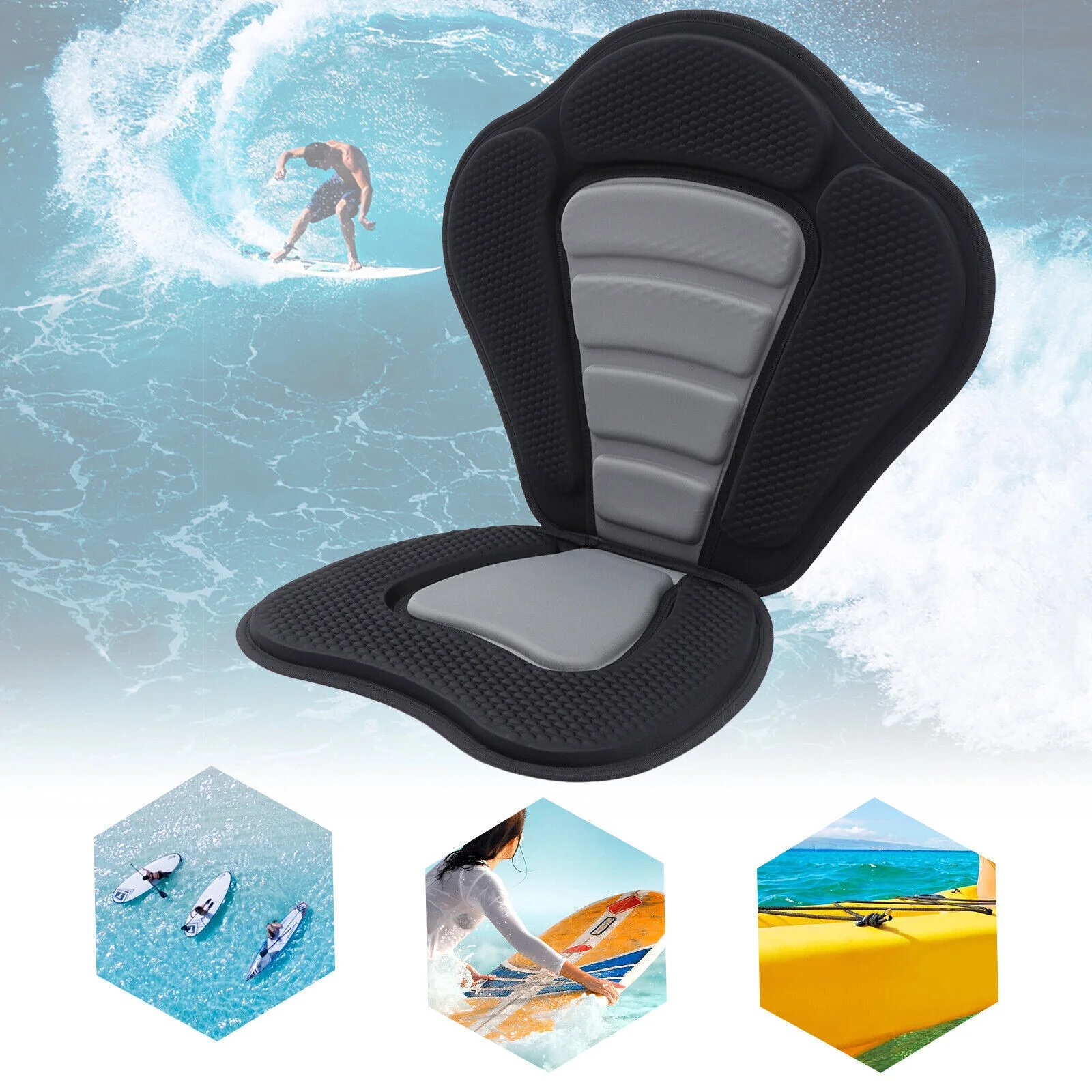 Kayak Seats with Back Support for Sit On Top,Adjustable Cushioned Seat Pad with Back Storage Bag, Padded Canoe Seat Comfortable Kayak Seat Cushion for Paddle Board,Kayaking,Fishing,Boat Rafting