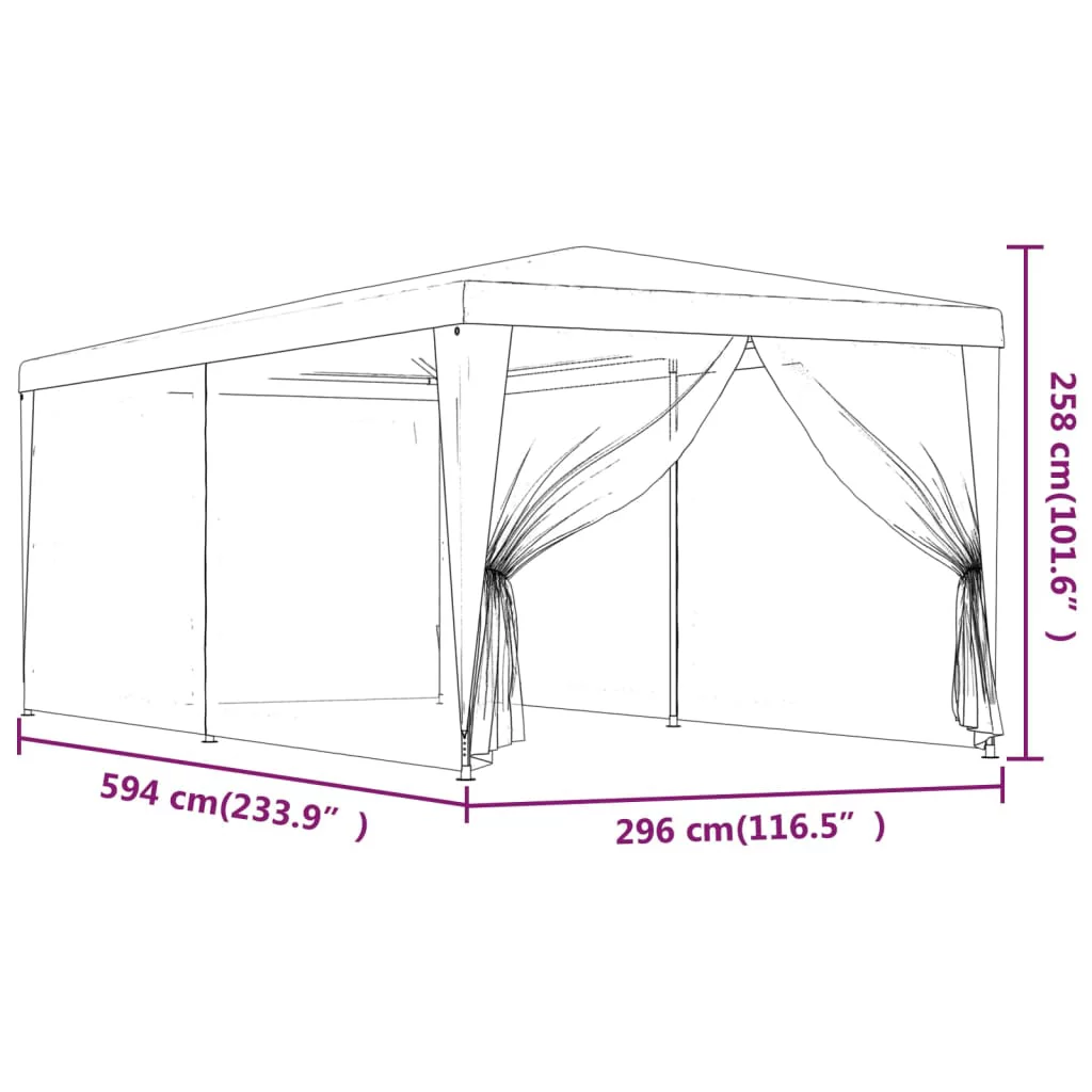 Anself Party Tent with 6 Mesh Sidewalls Anthracite 9.8'x19.7' HDPE